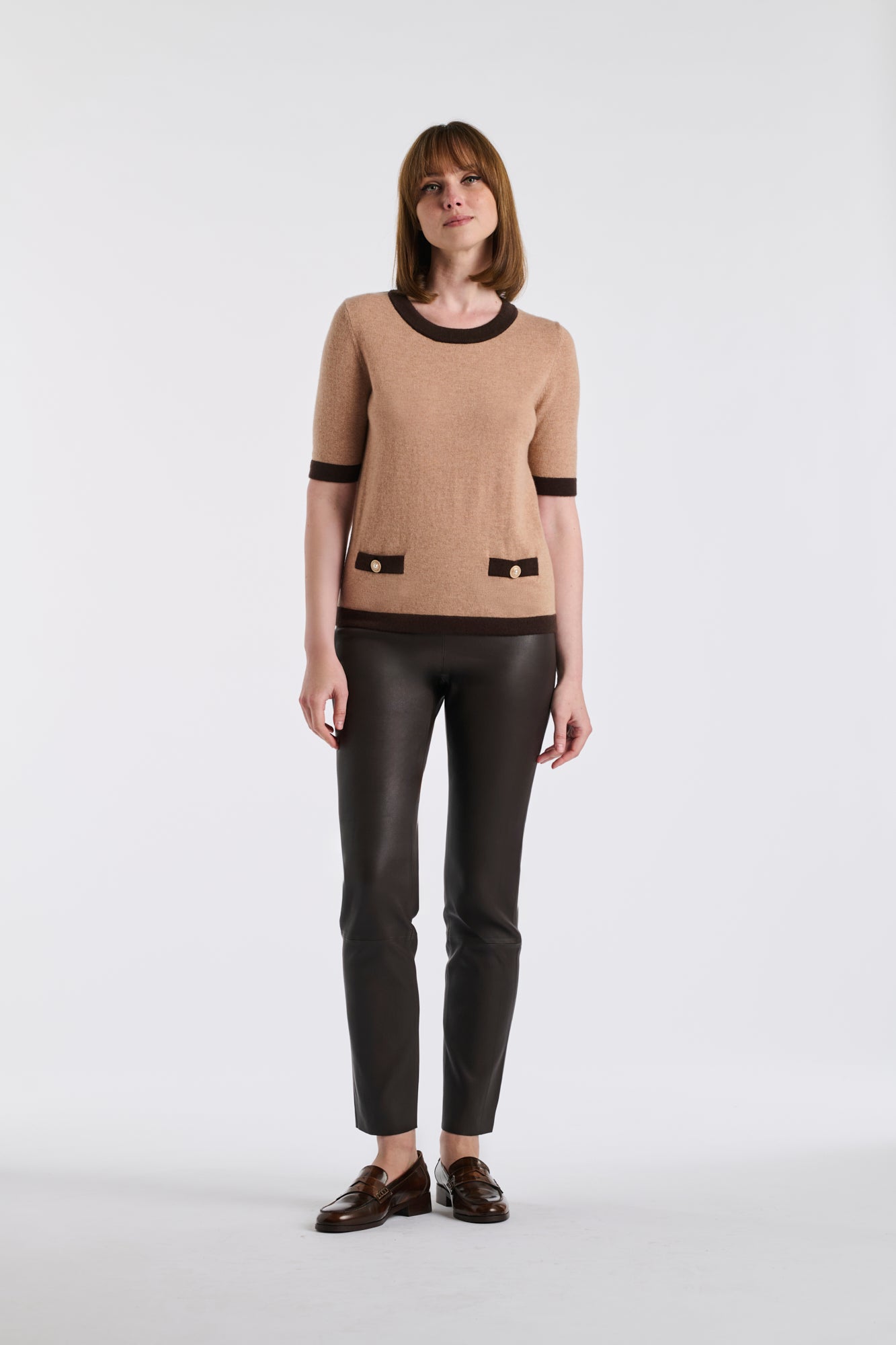 Pull bicolore en cachemire mélangé