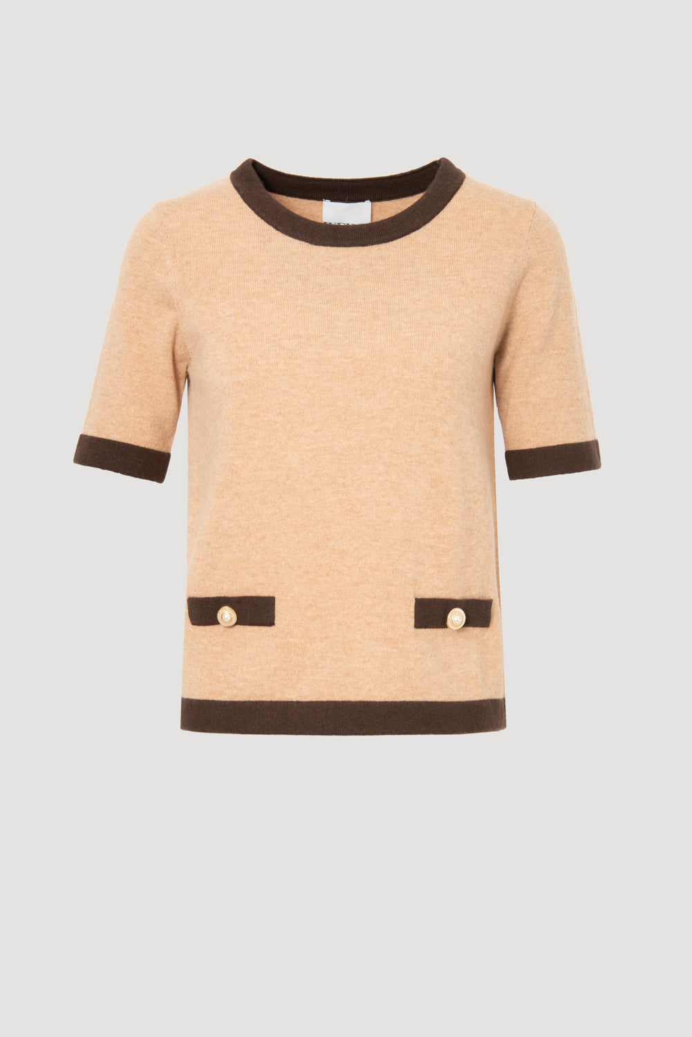 Pull bicolore en cachemire mélangé