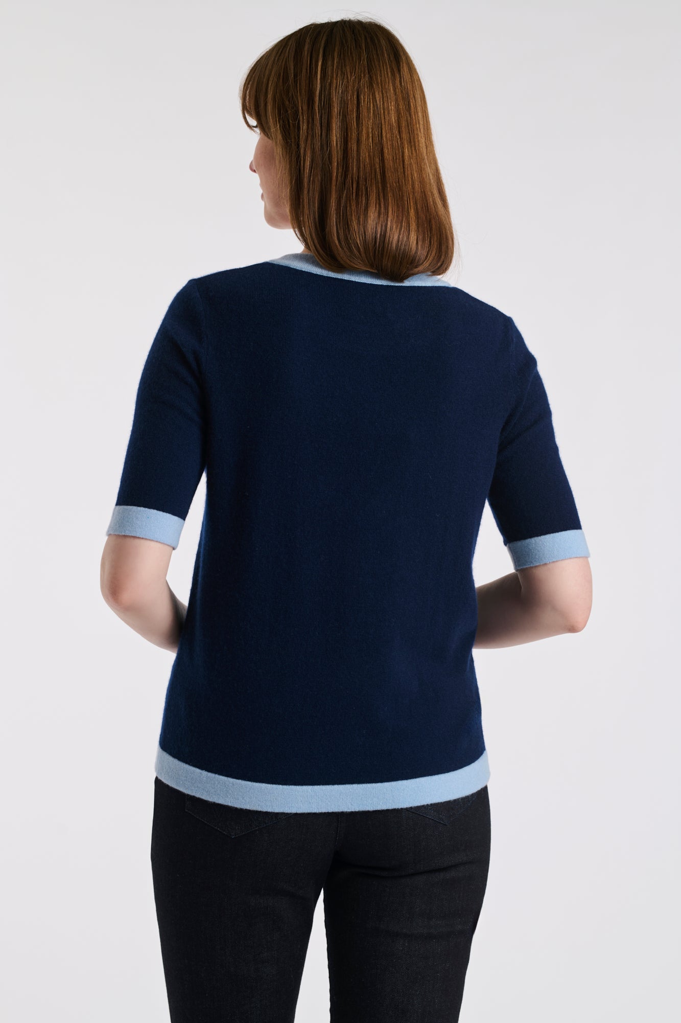 Pull bicolore en cachemire mélangé