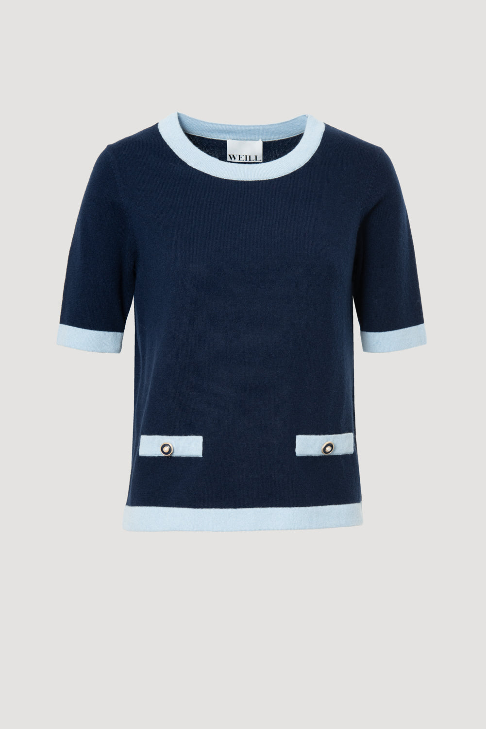 Pull bicolore en cachemire mélangé