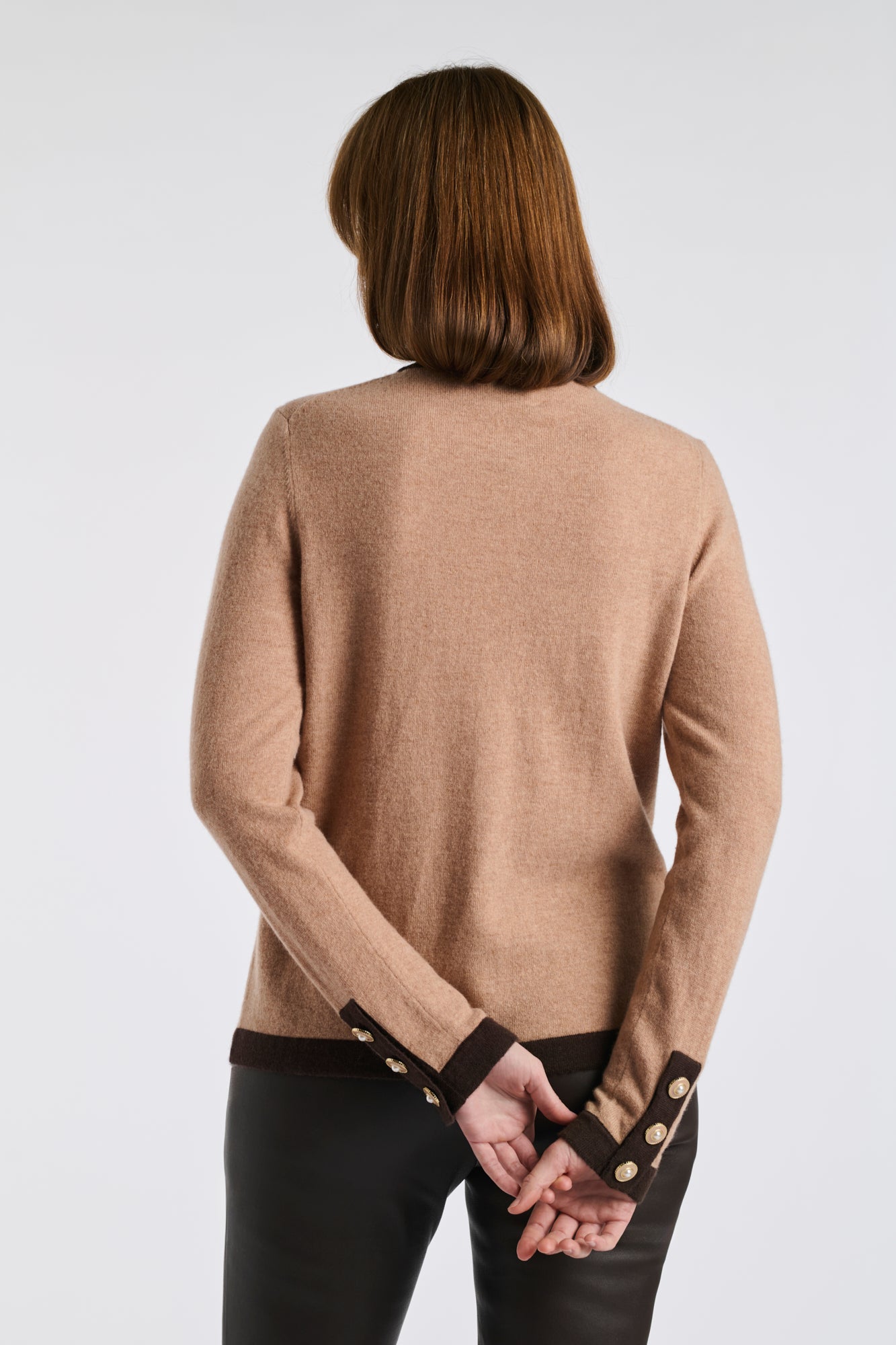 Cardigan bicolore en cachemire mélangé