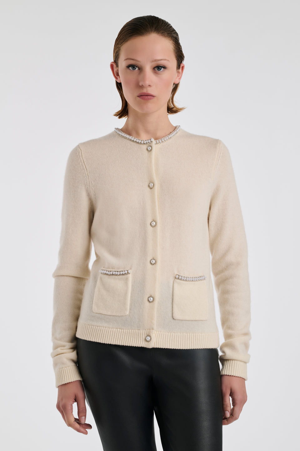 Cardigan à col perles et strass
