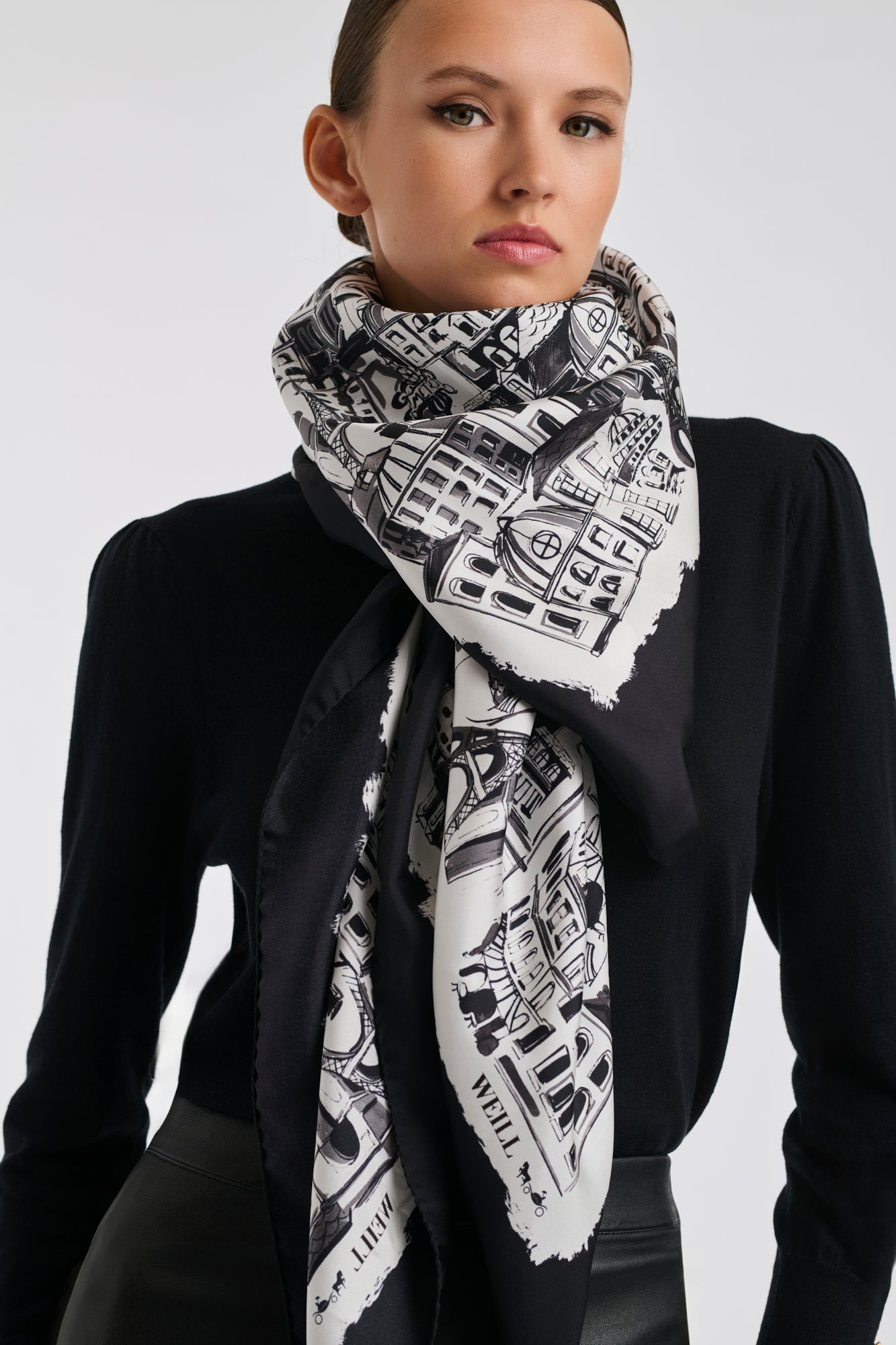 Foulard en soie imprimé Paris