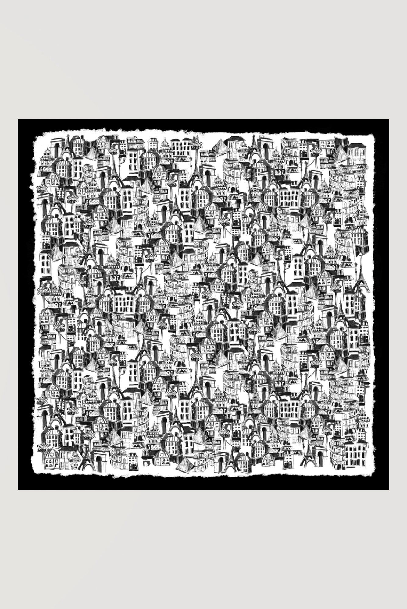 Paris print silk square scarf