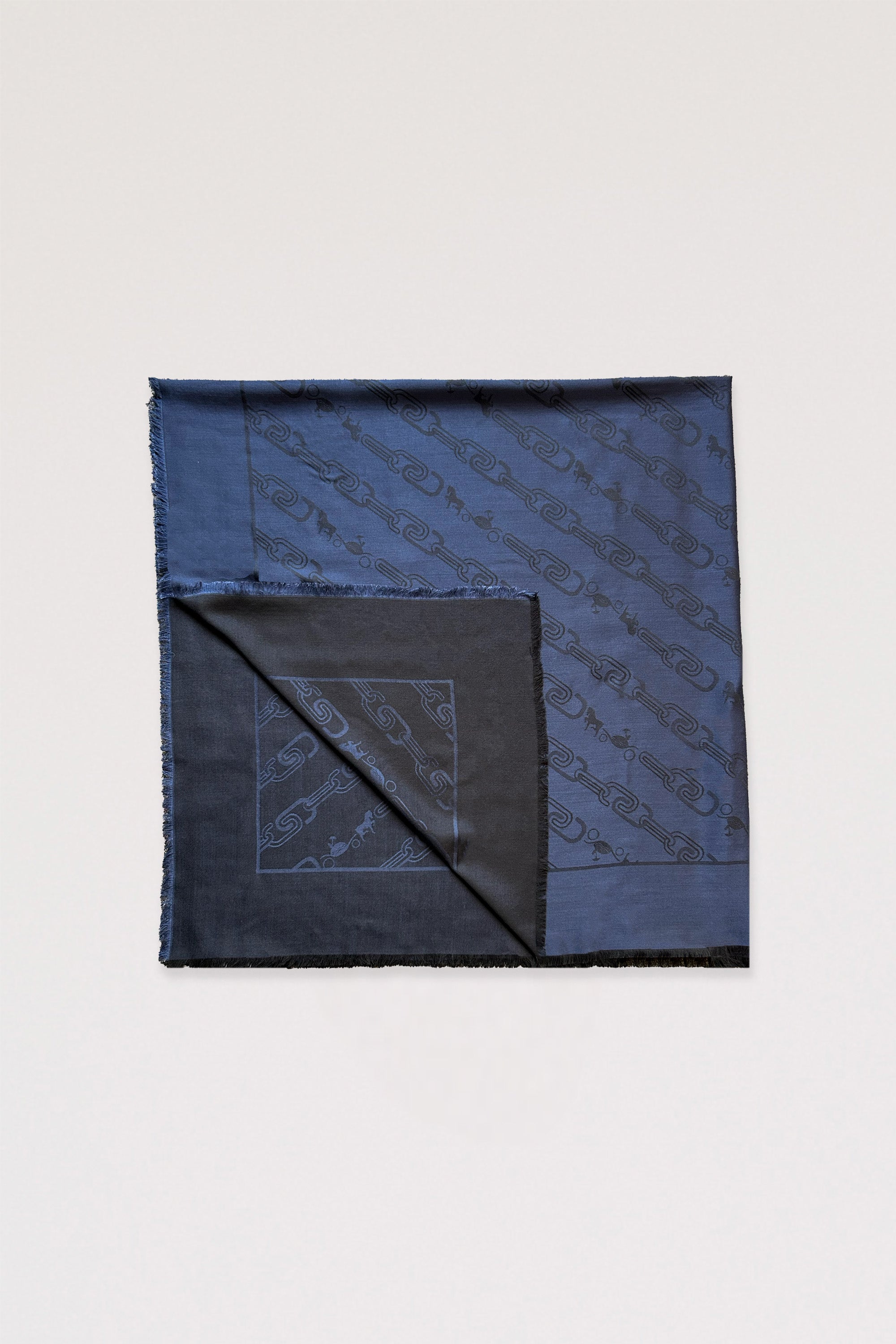 Foulard en laine et soie imprimé chaînes