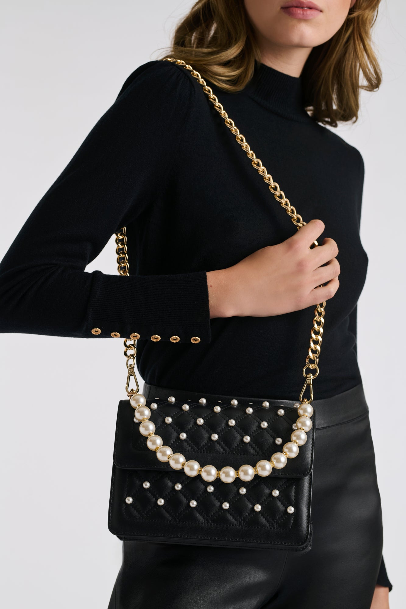 Sac Fanny en cuir et perles