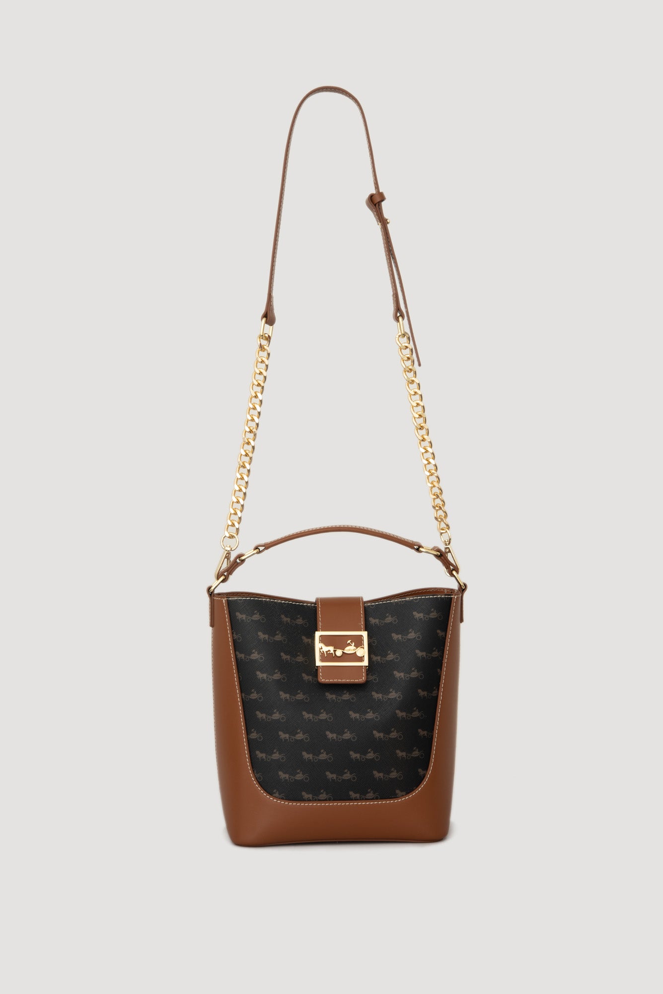 Marceau bucket bag in leather and canvas