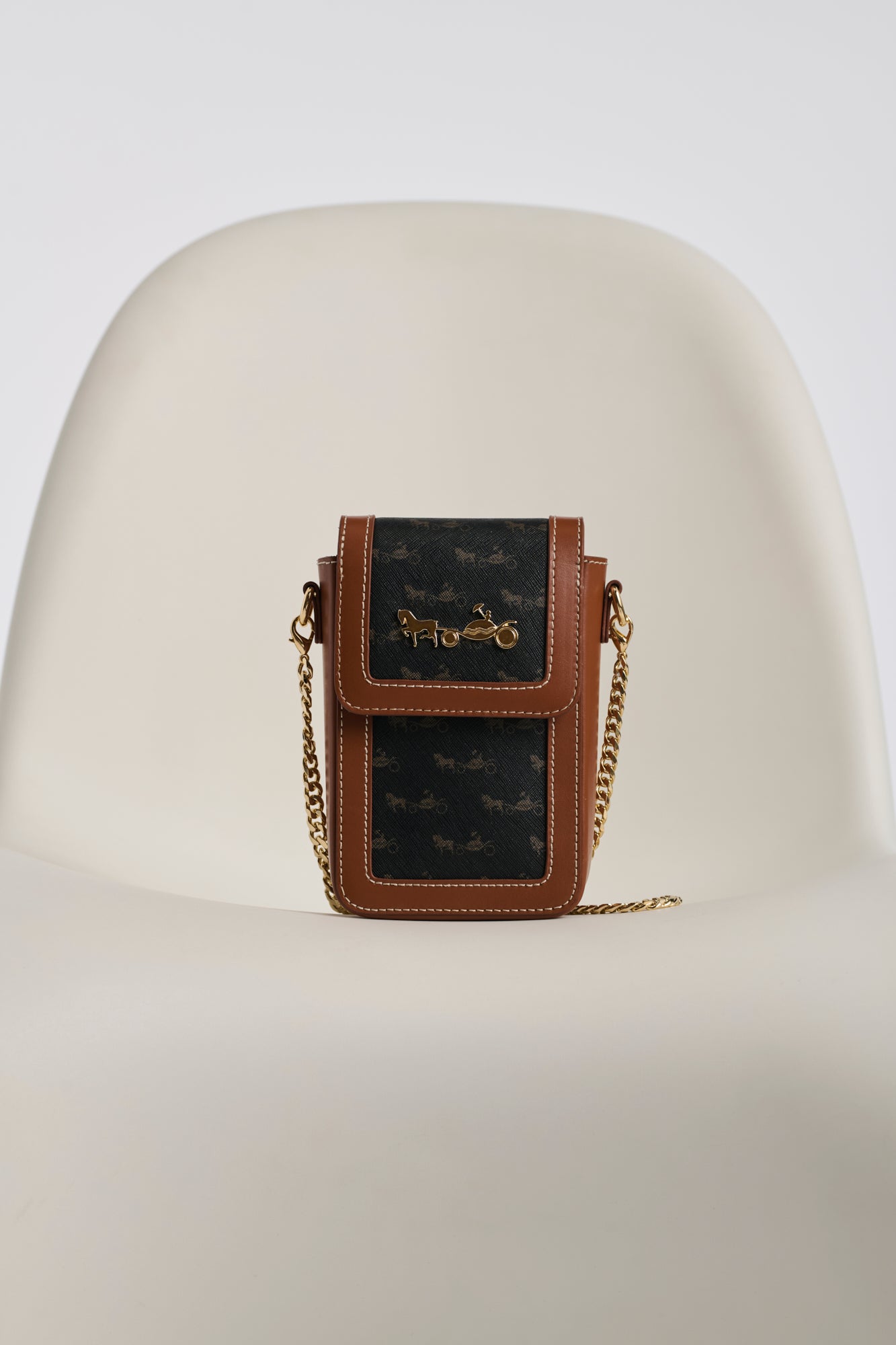 Foch leather and canvas phone pouch