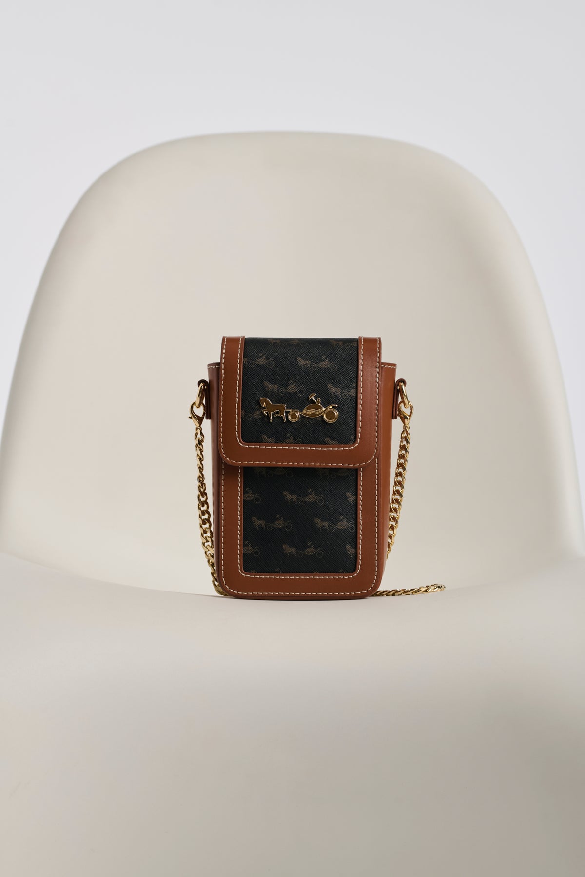 Pochette Foch en cuir et toile
