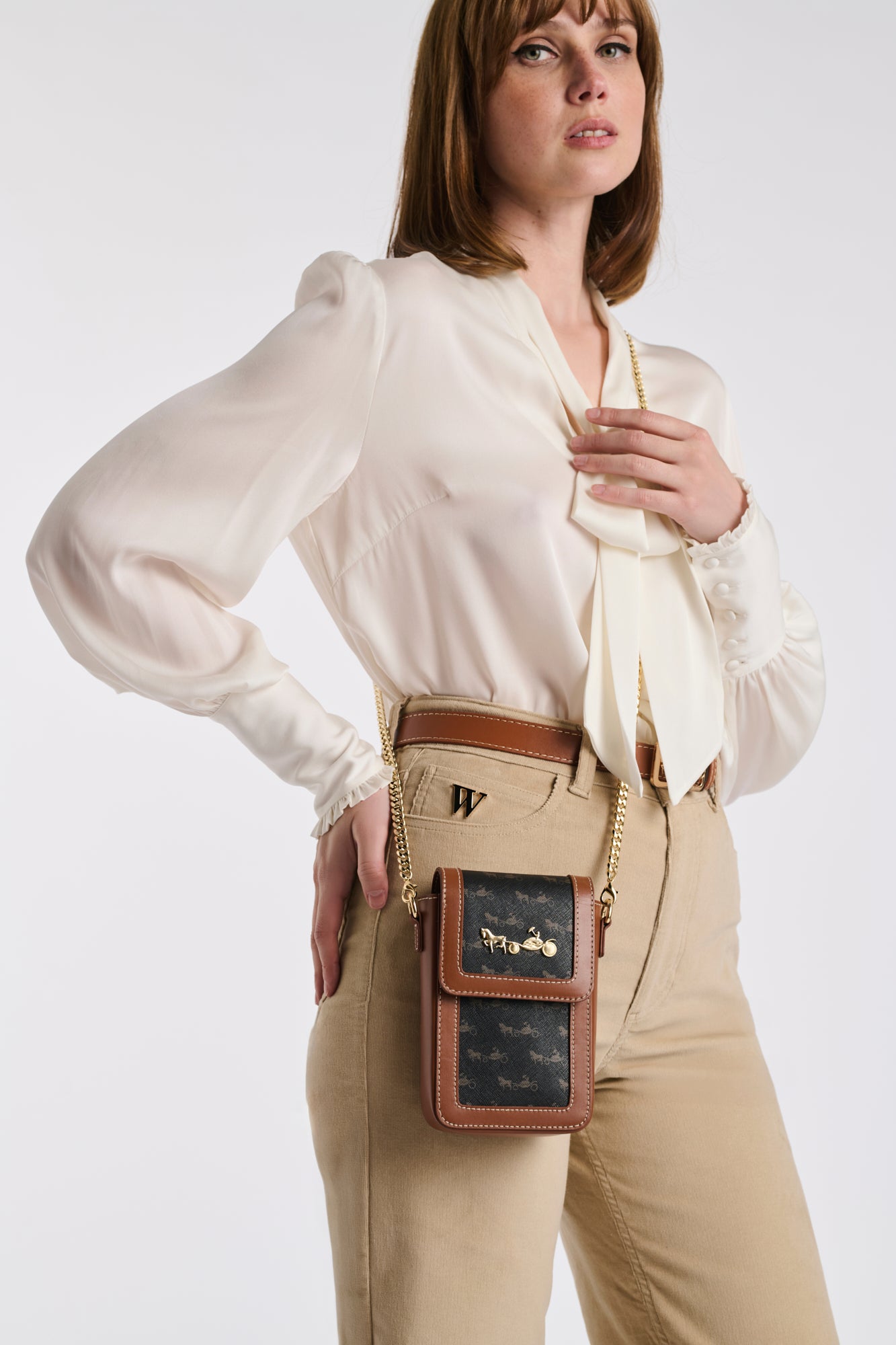 Foch leather and canvas phone pouch