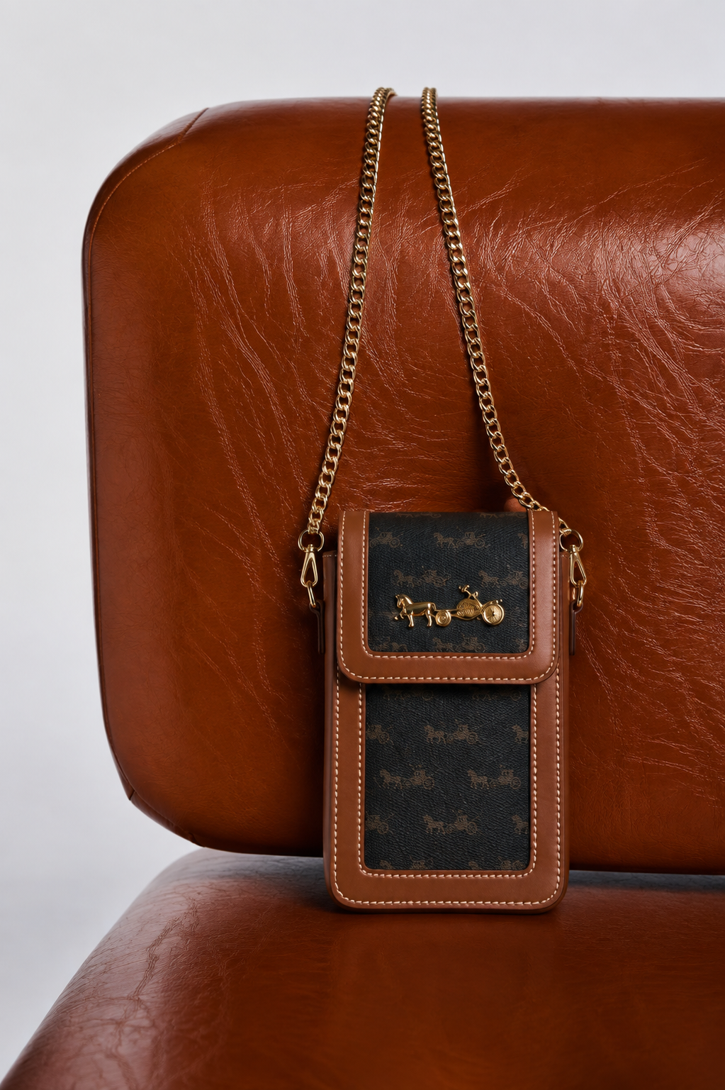 Foch leather and canvas phone pouch