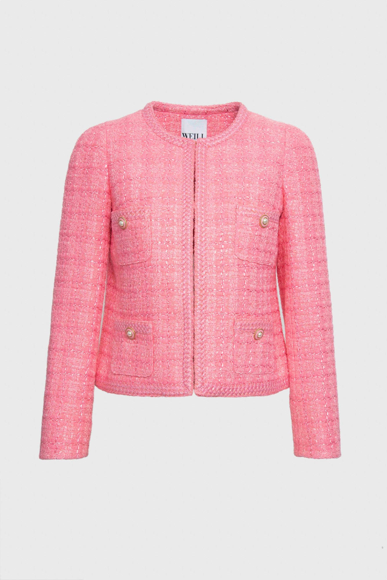 Tweed jacket with braid
