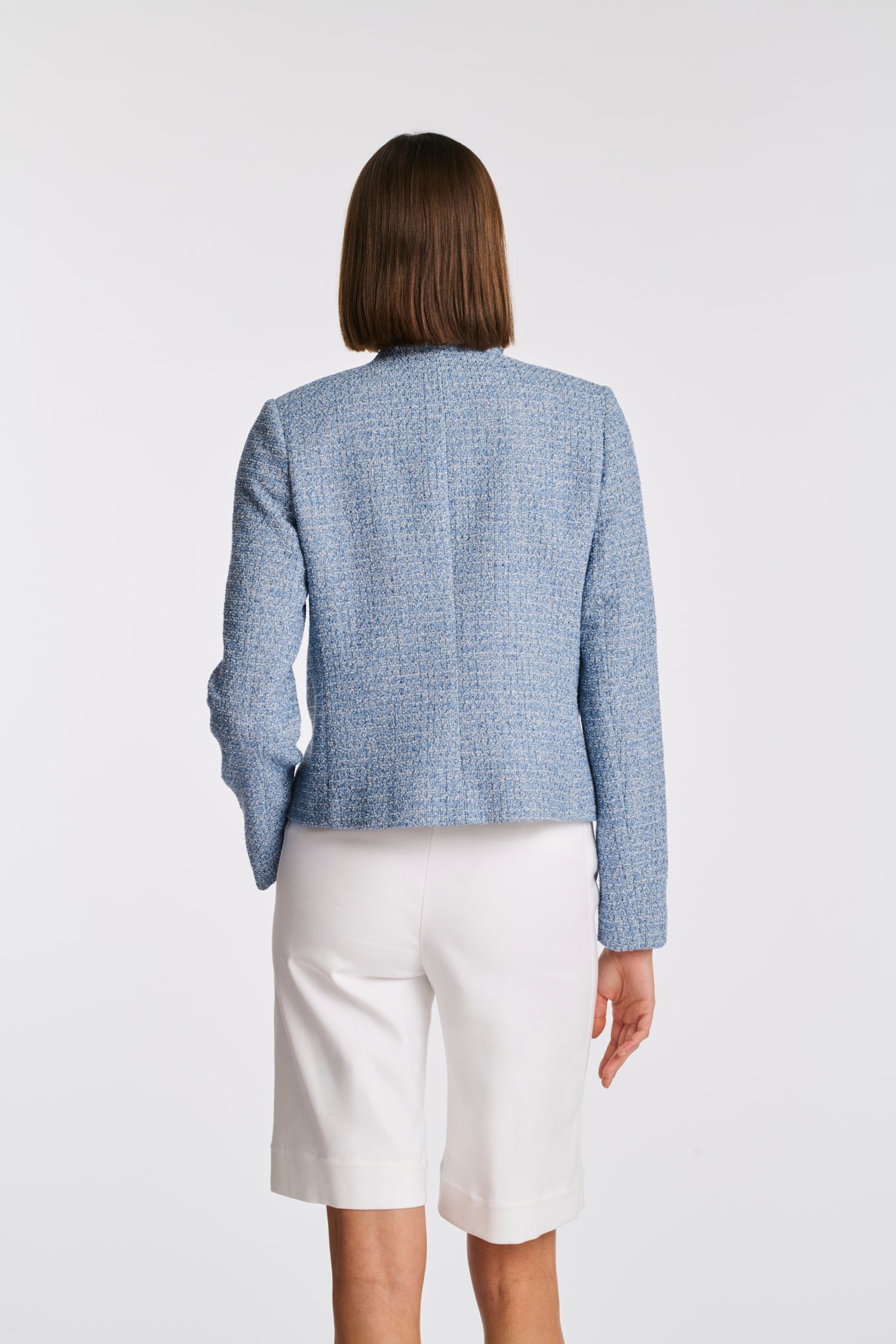 Veste officier en tweed frangée