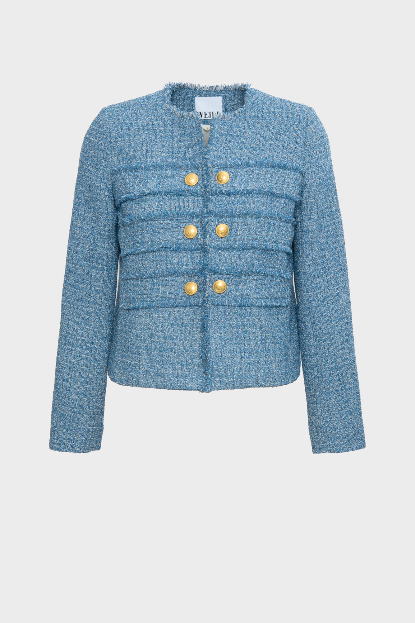 Veste officier en tweed frangée