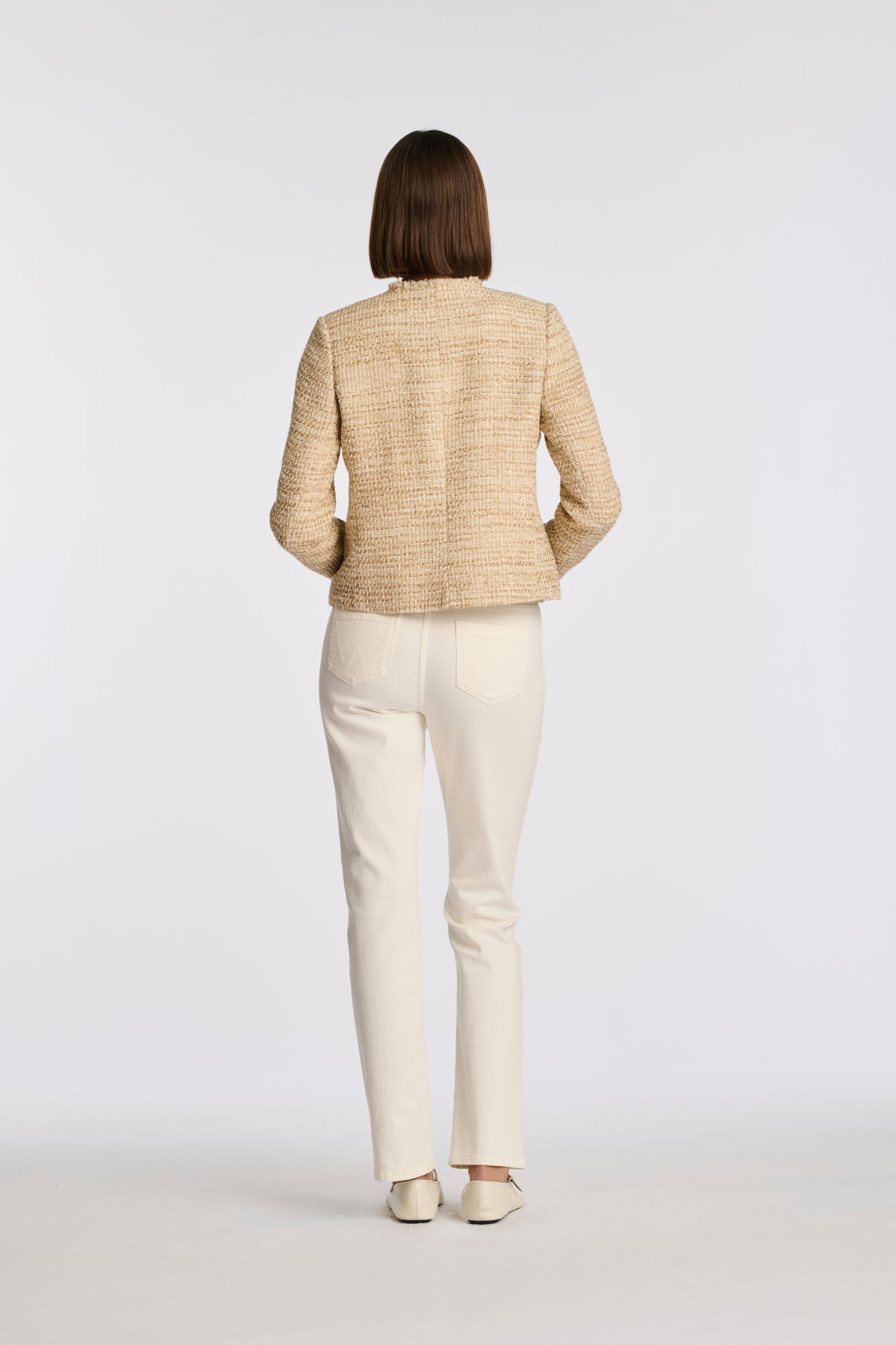 Veste officier en tweed frangée