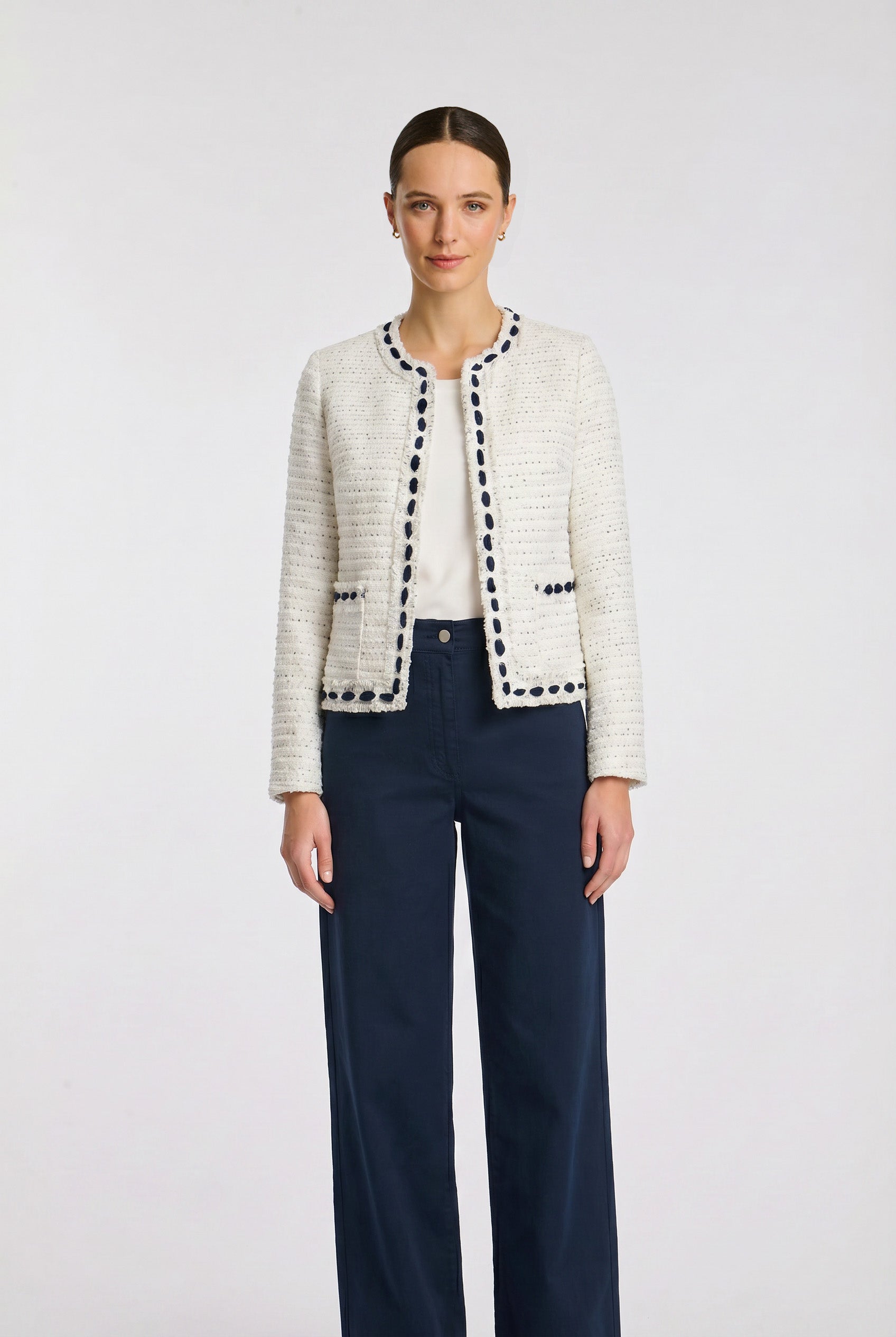 Veste en tweed frangé bicolore