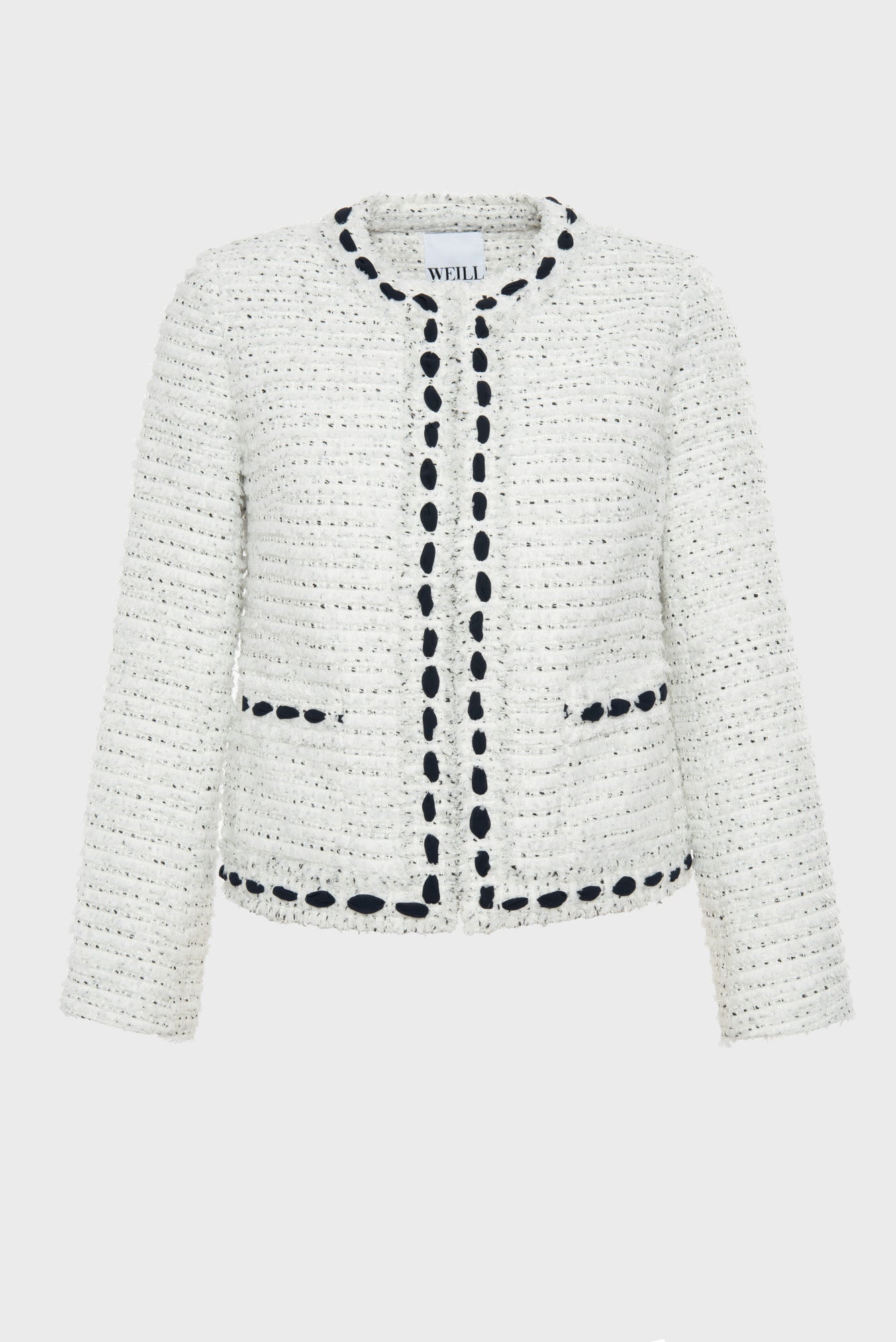 Veste en tweed frangé bicolore