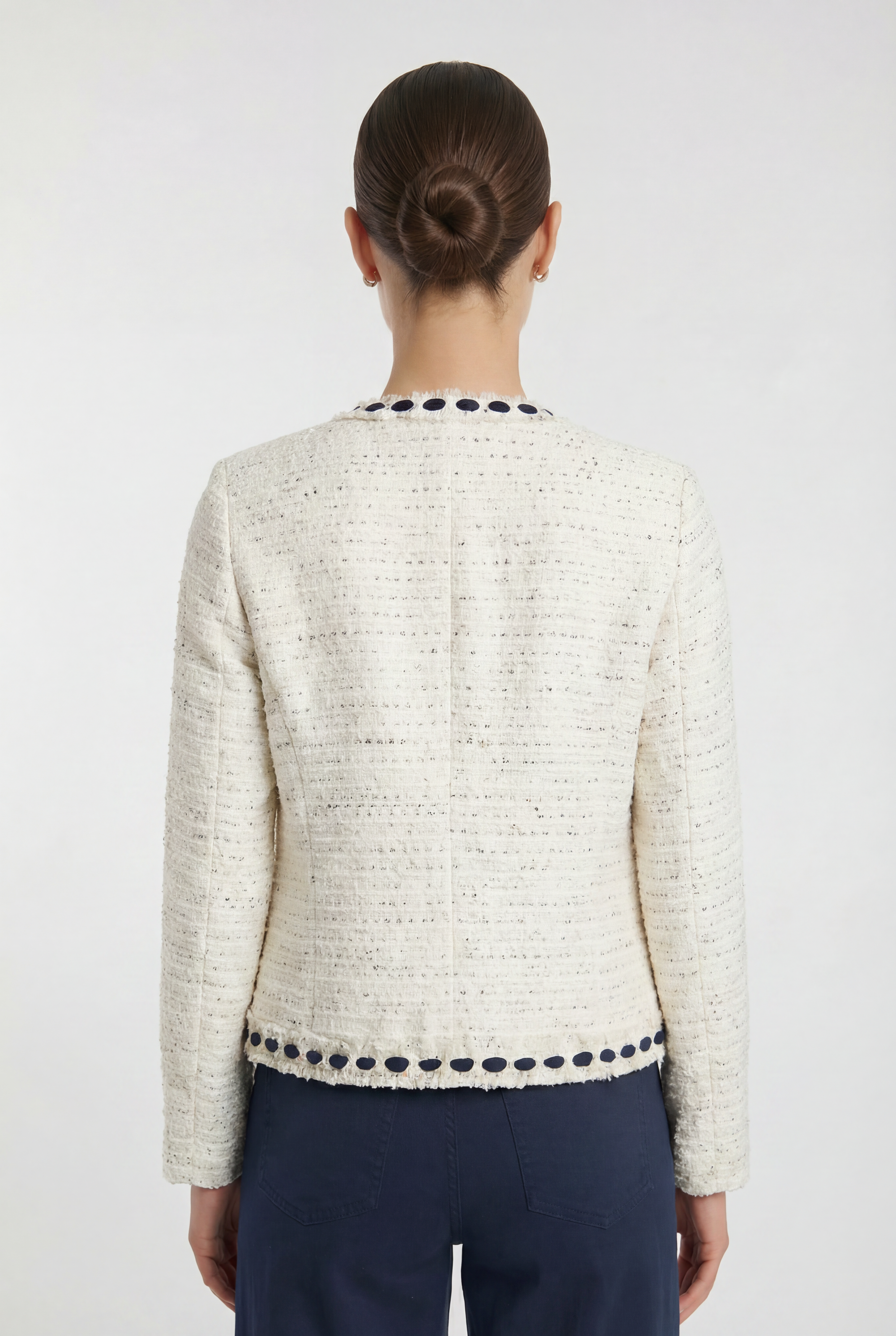 Veste en tweed frangé bicolore