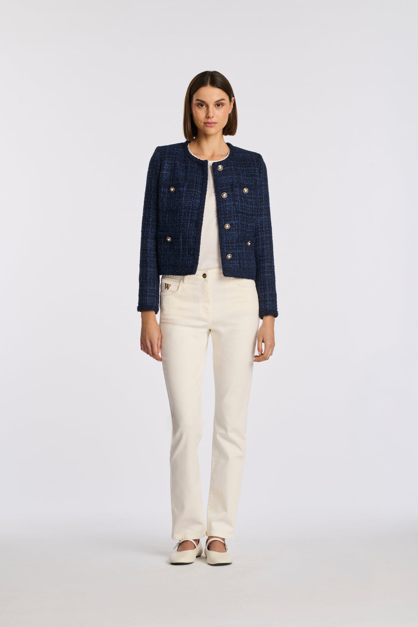 Veste en tweed galonnée