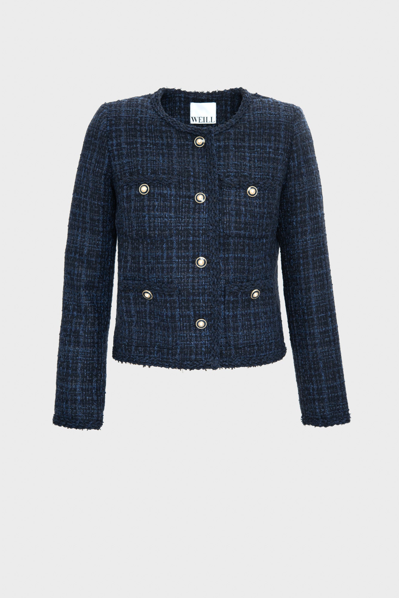 Veste en tweed galonnée