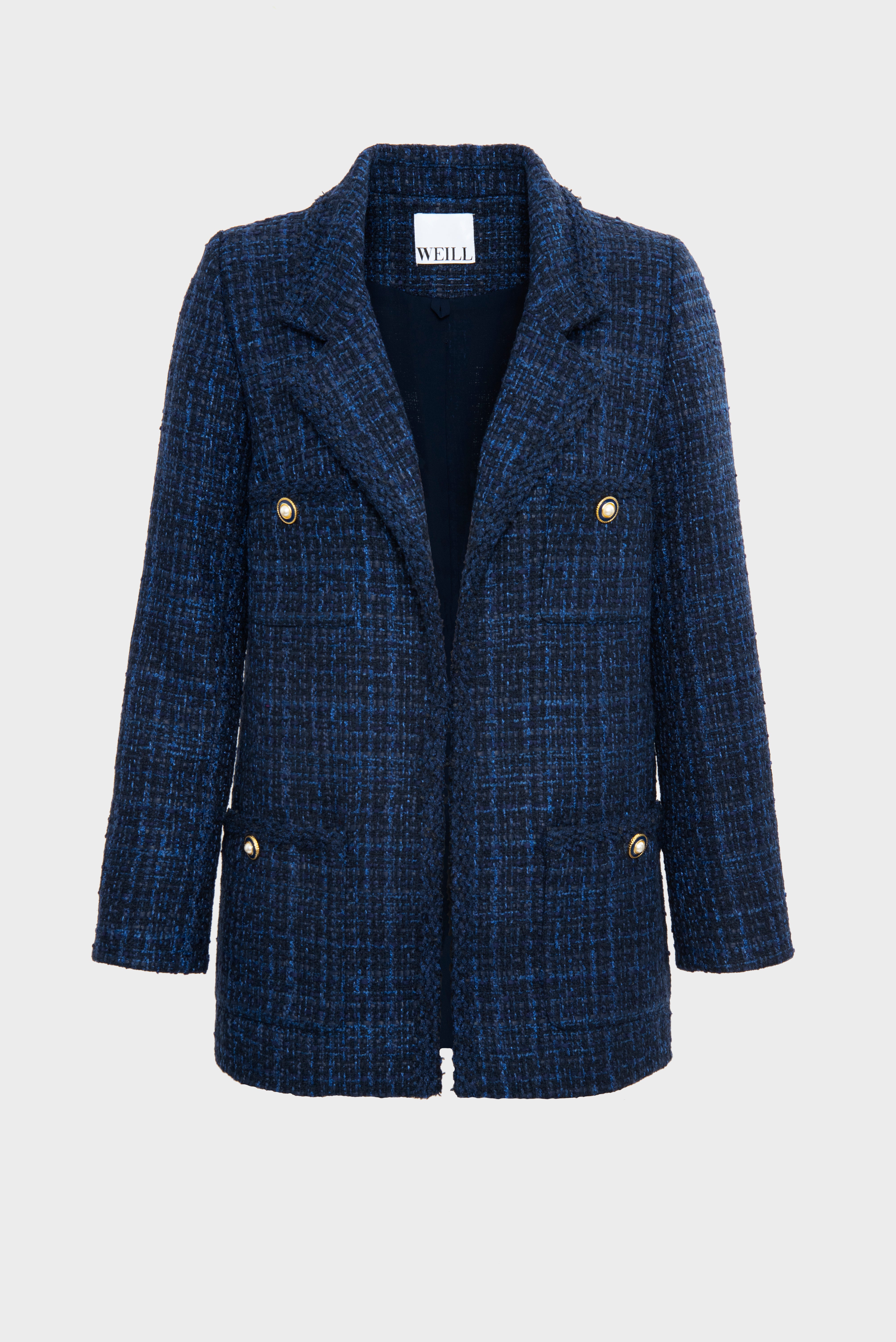 Blazer en tweed galonné