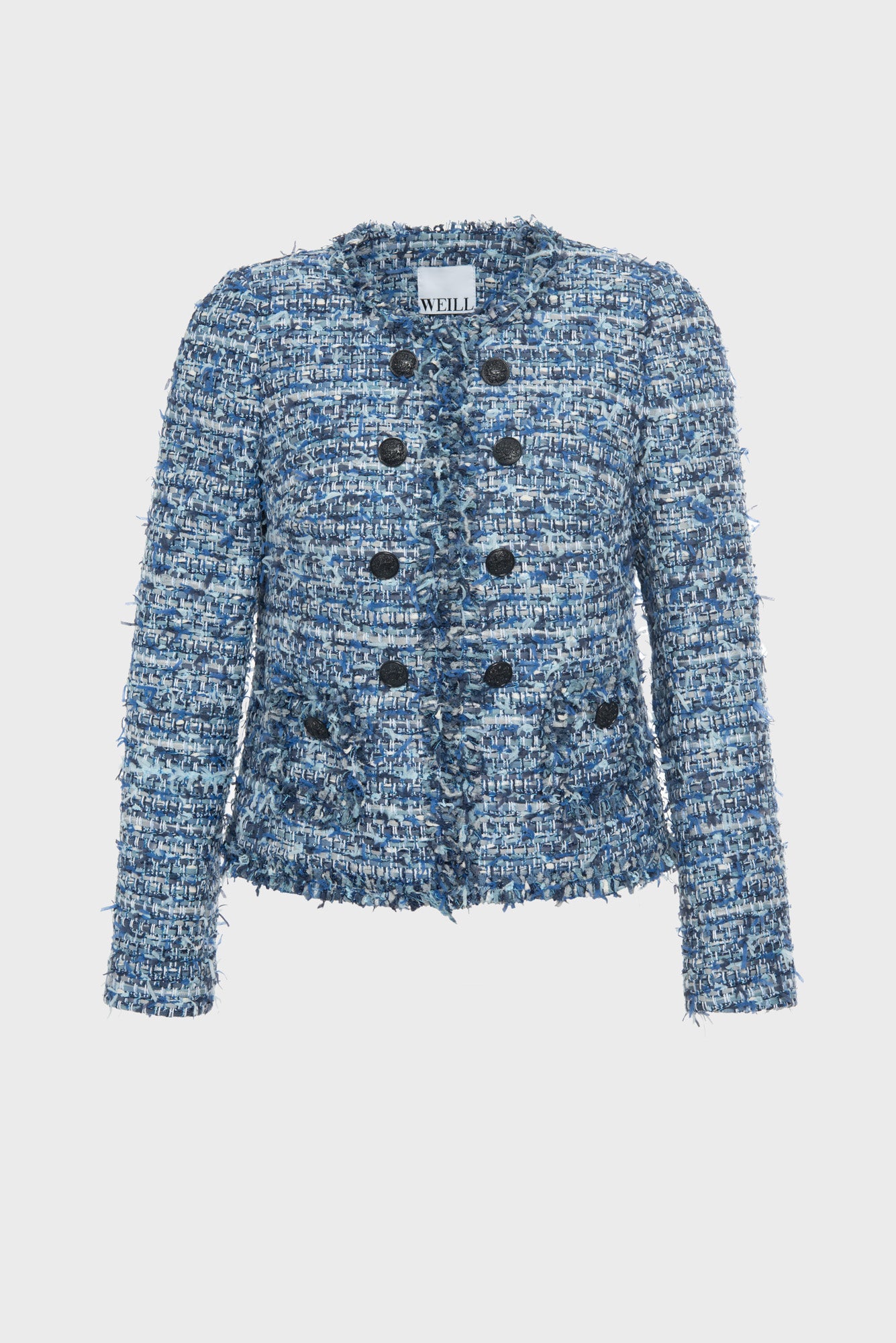 Veste en tweed frangée