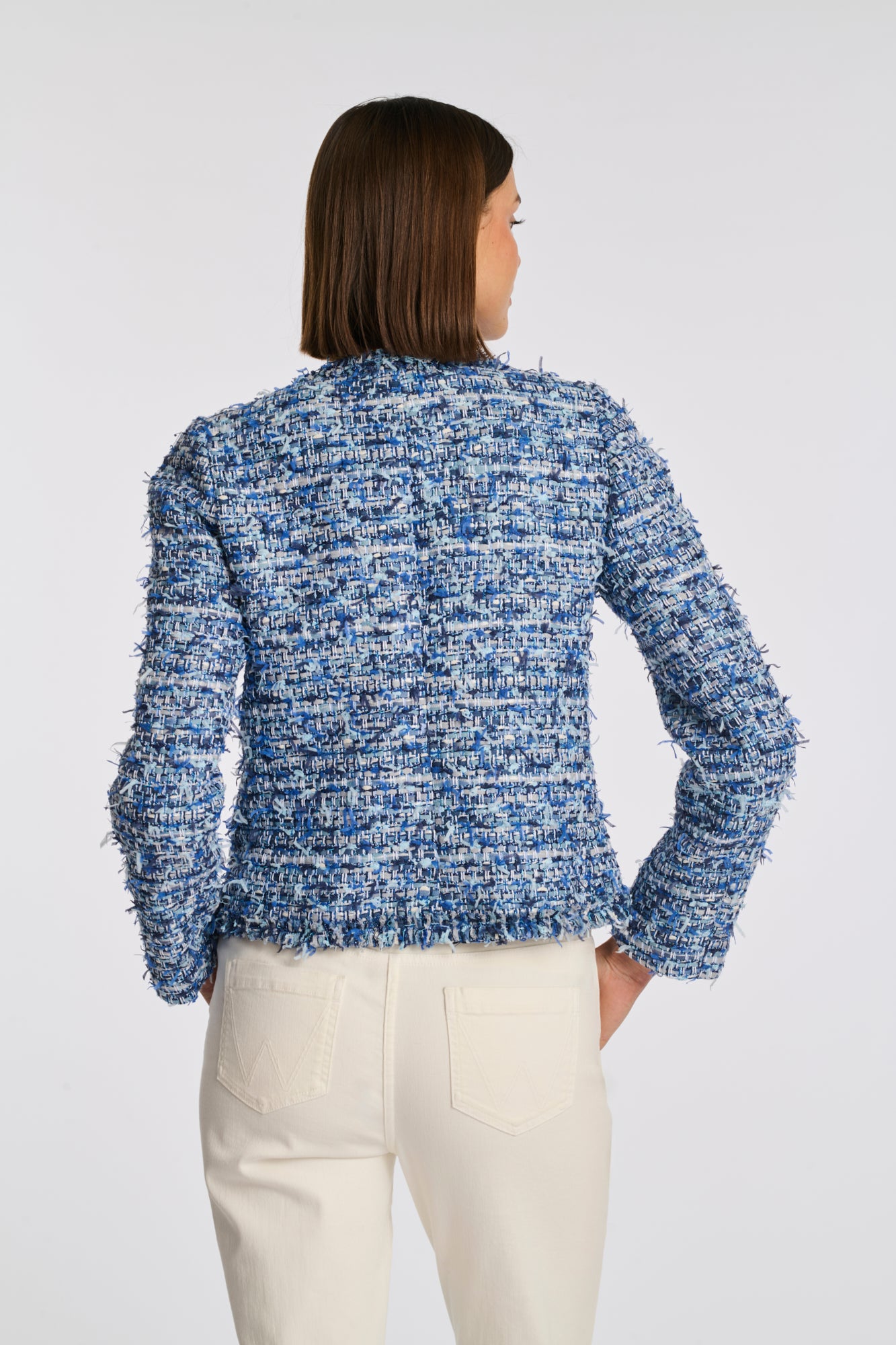Veste en tweed frangée