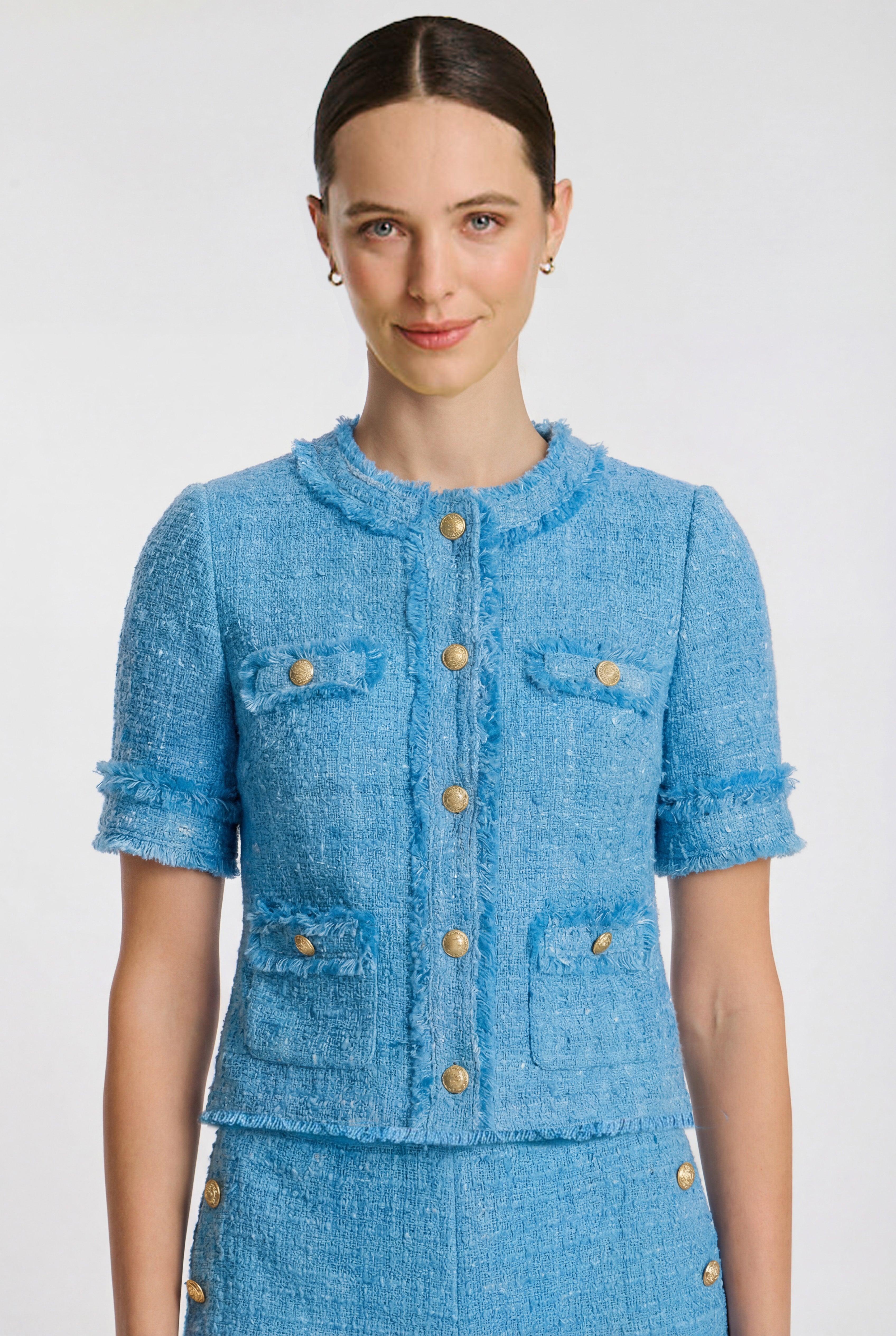 Veste manches courtes en tweed