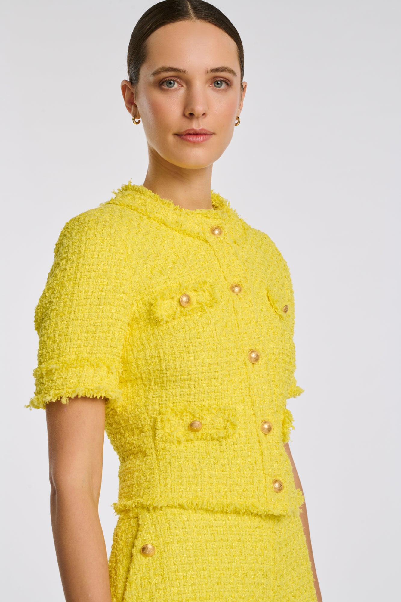 Veste manches courtes en tweed