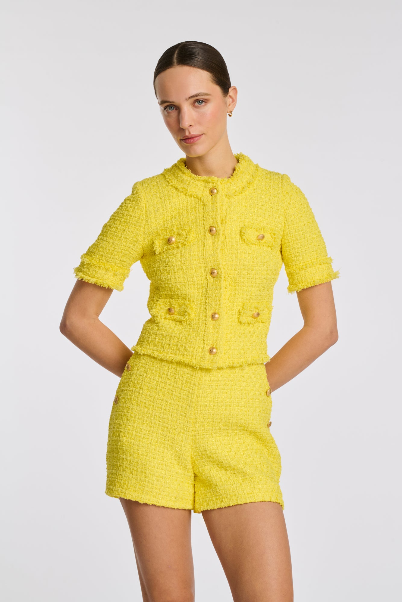 Veste manches courtes en tweed