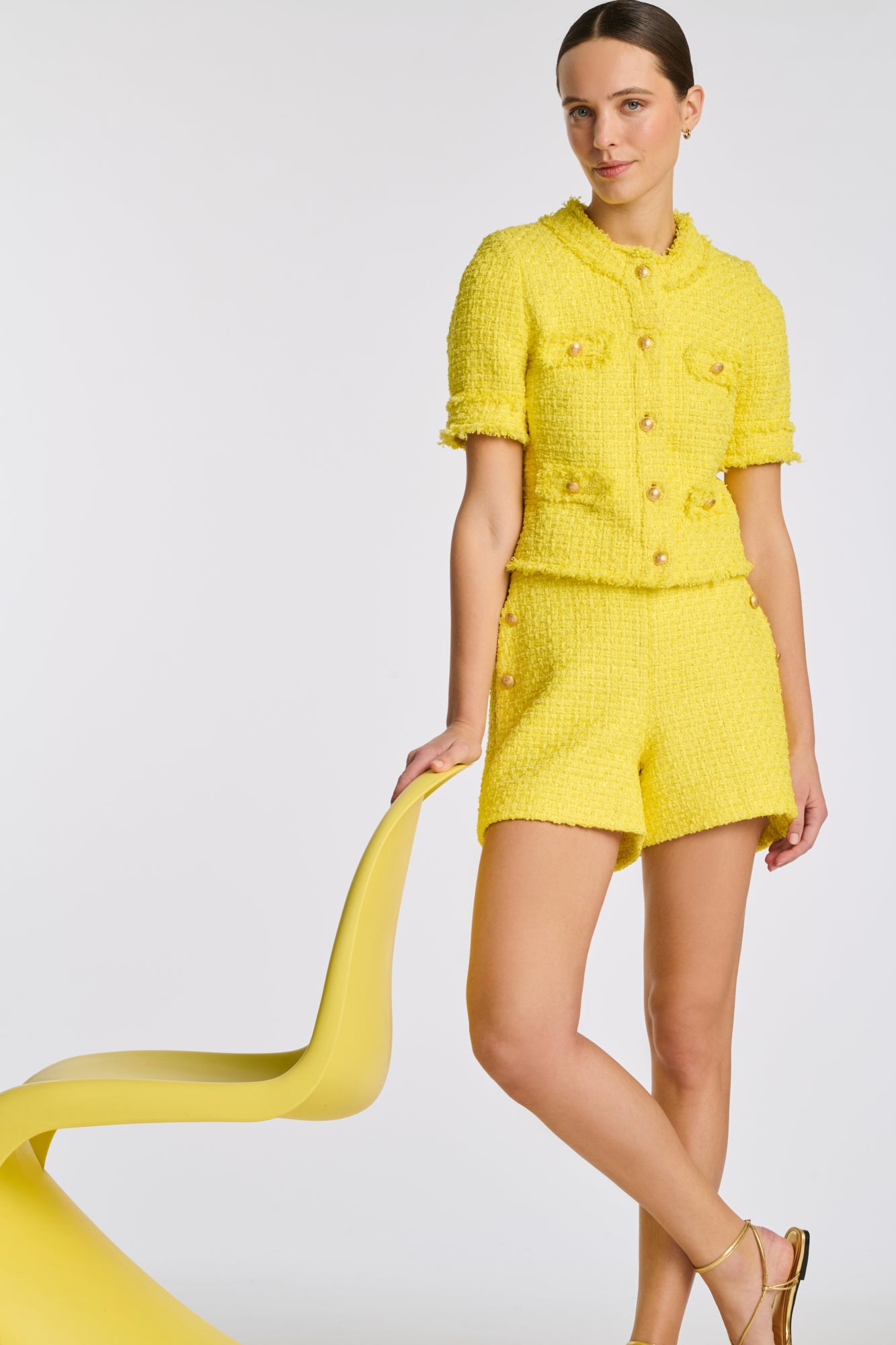 Veste manches courtes en tweed