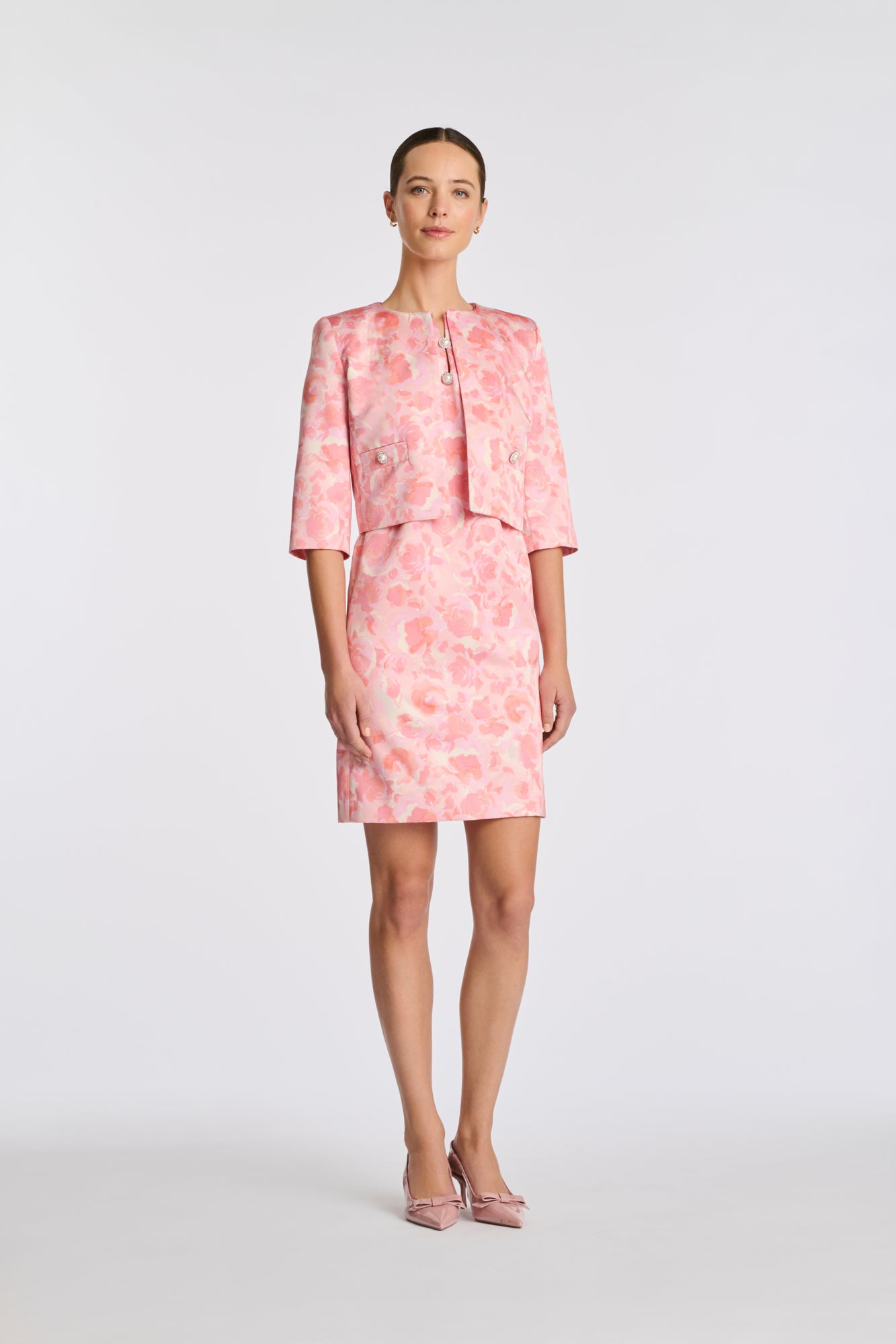 Veste courte en satin imprimée