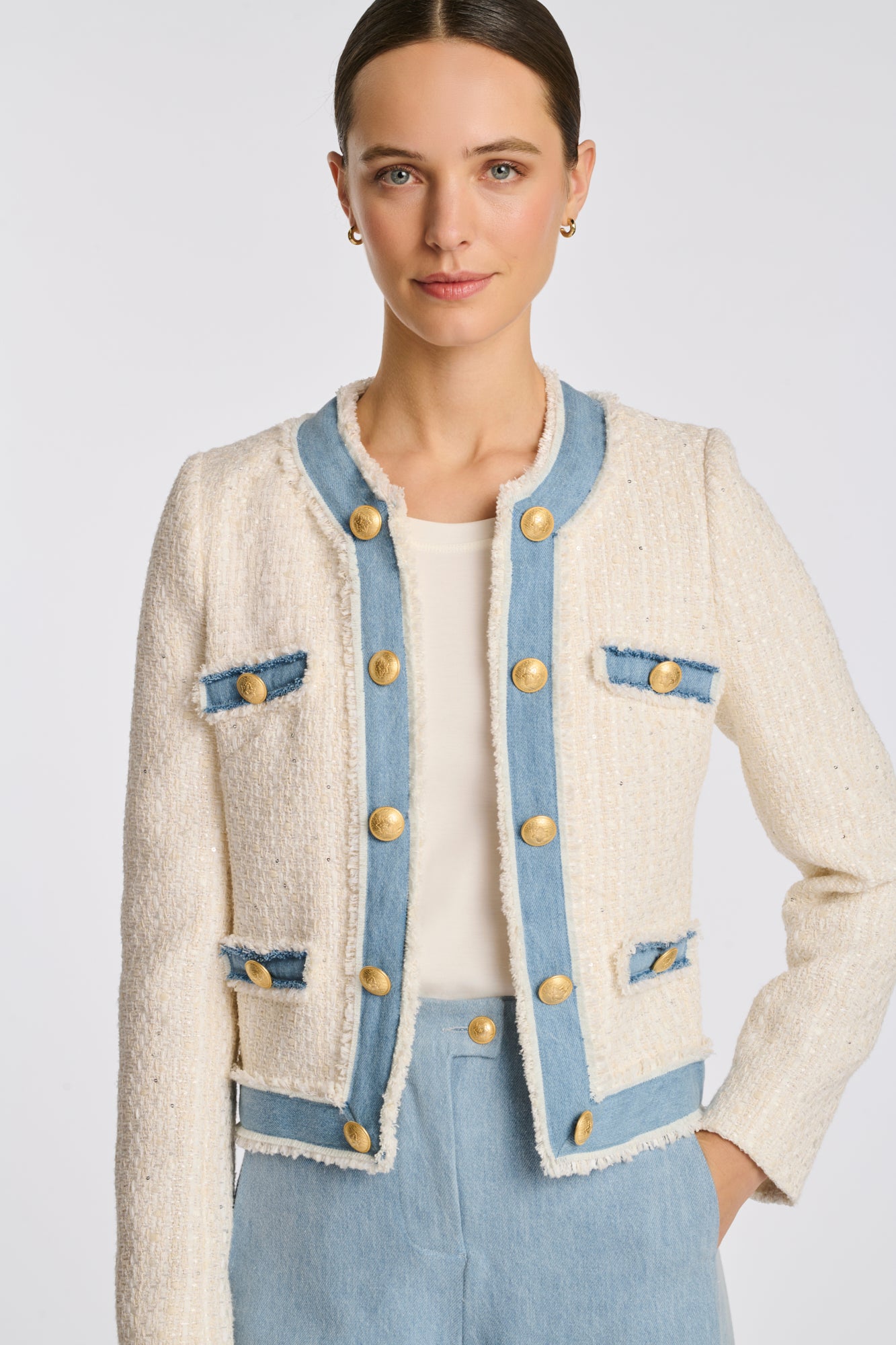 Veste en tweed et jean