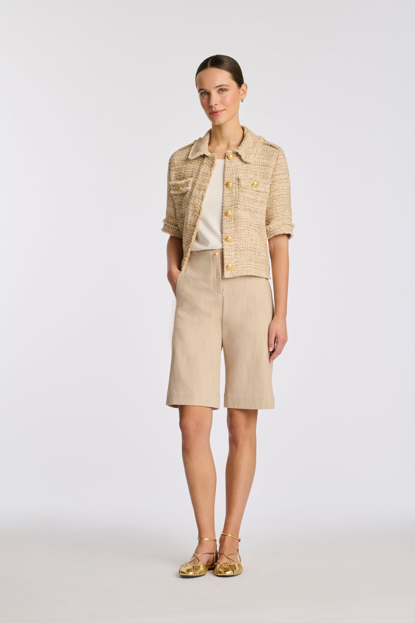 Chemise manches courtes en tweed