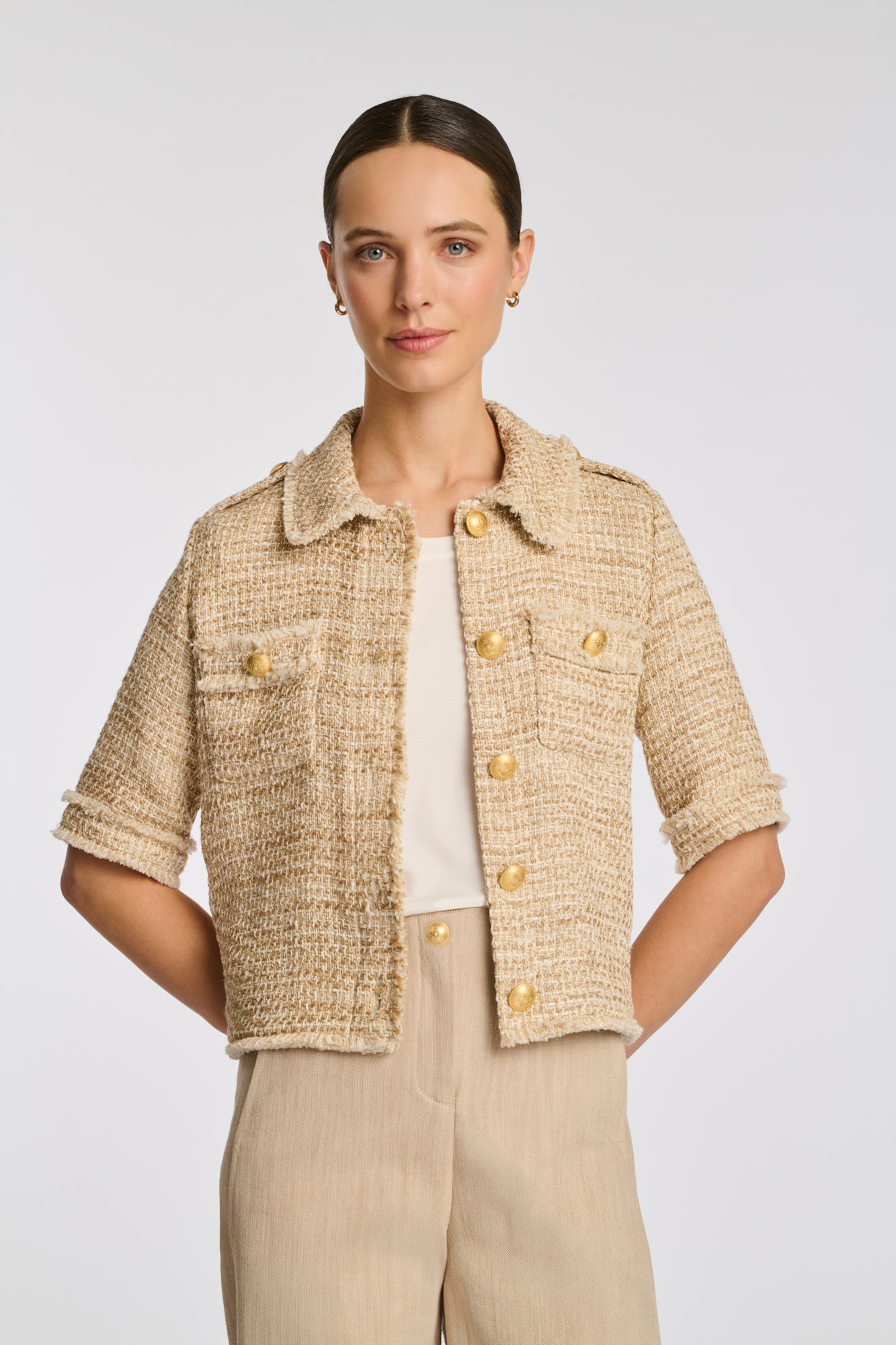 Chemise manches courtes en tweed