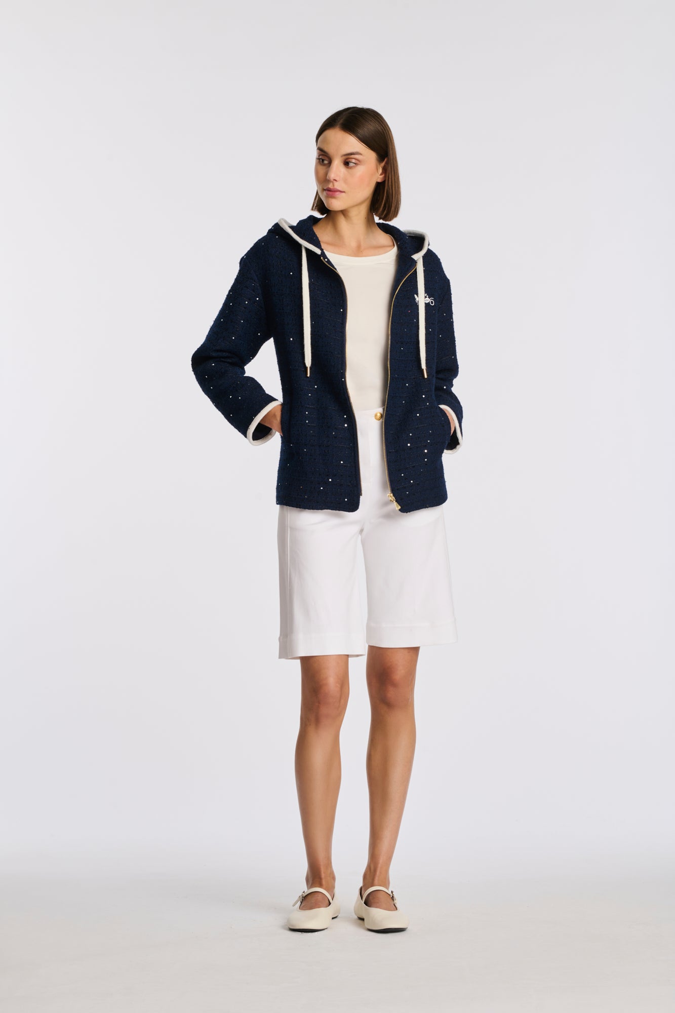 Tweed sweatshirt jacket