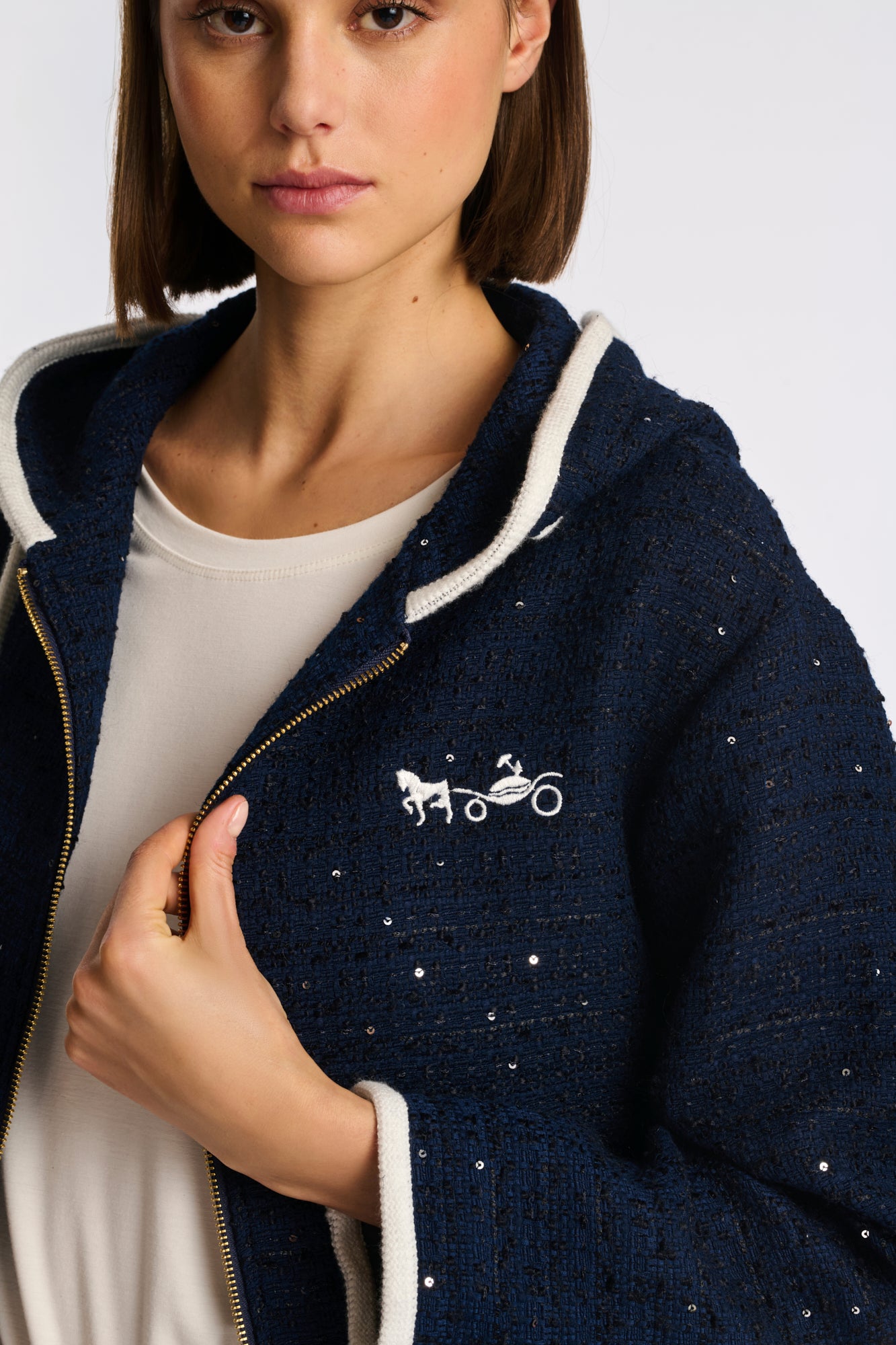 Tweed sweatshirt jacket