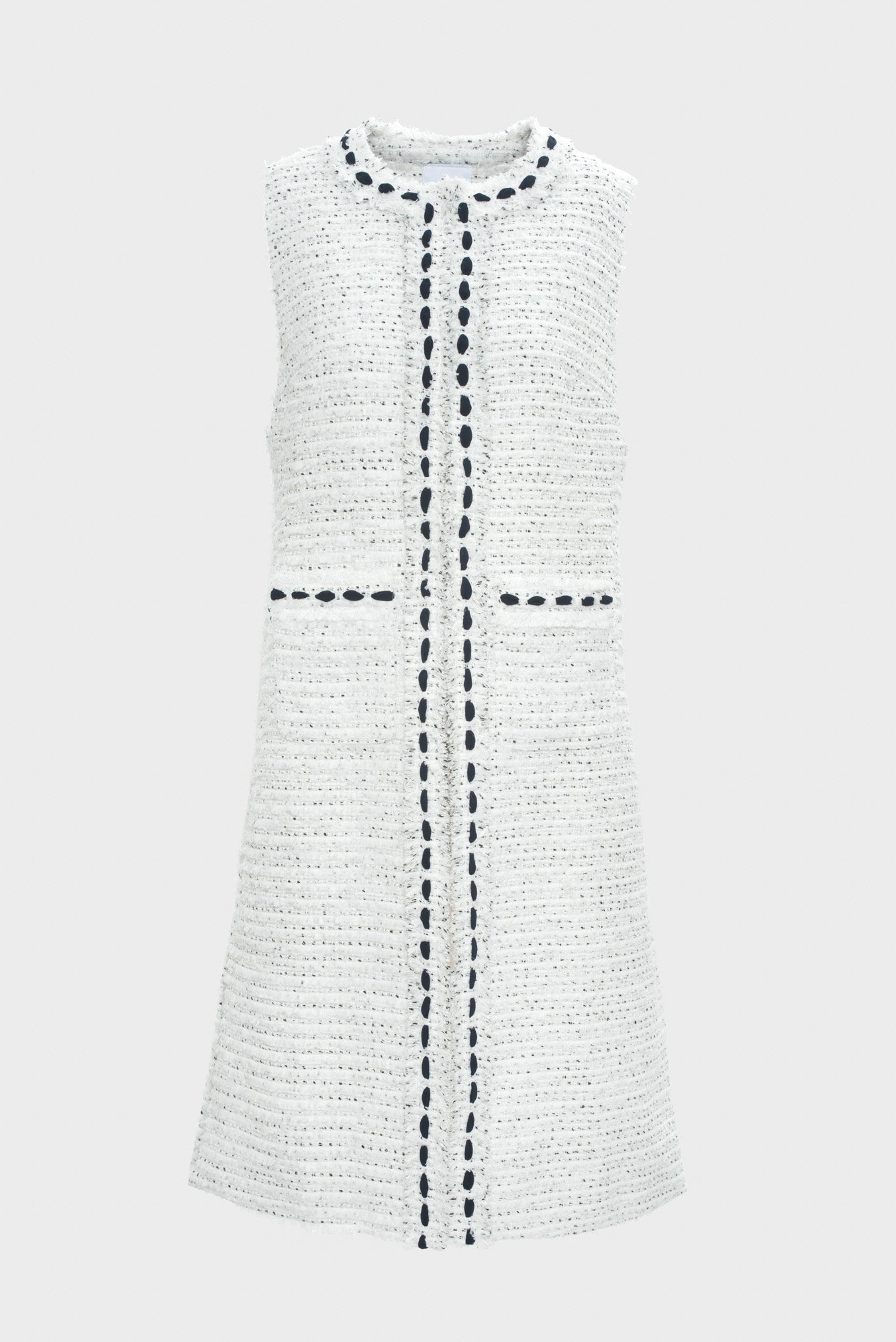 Veste longue en tweed frangé