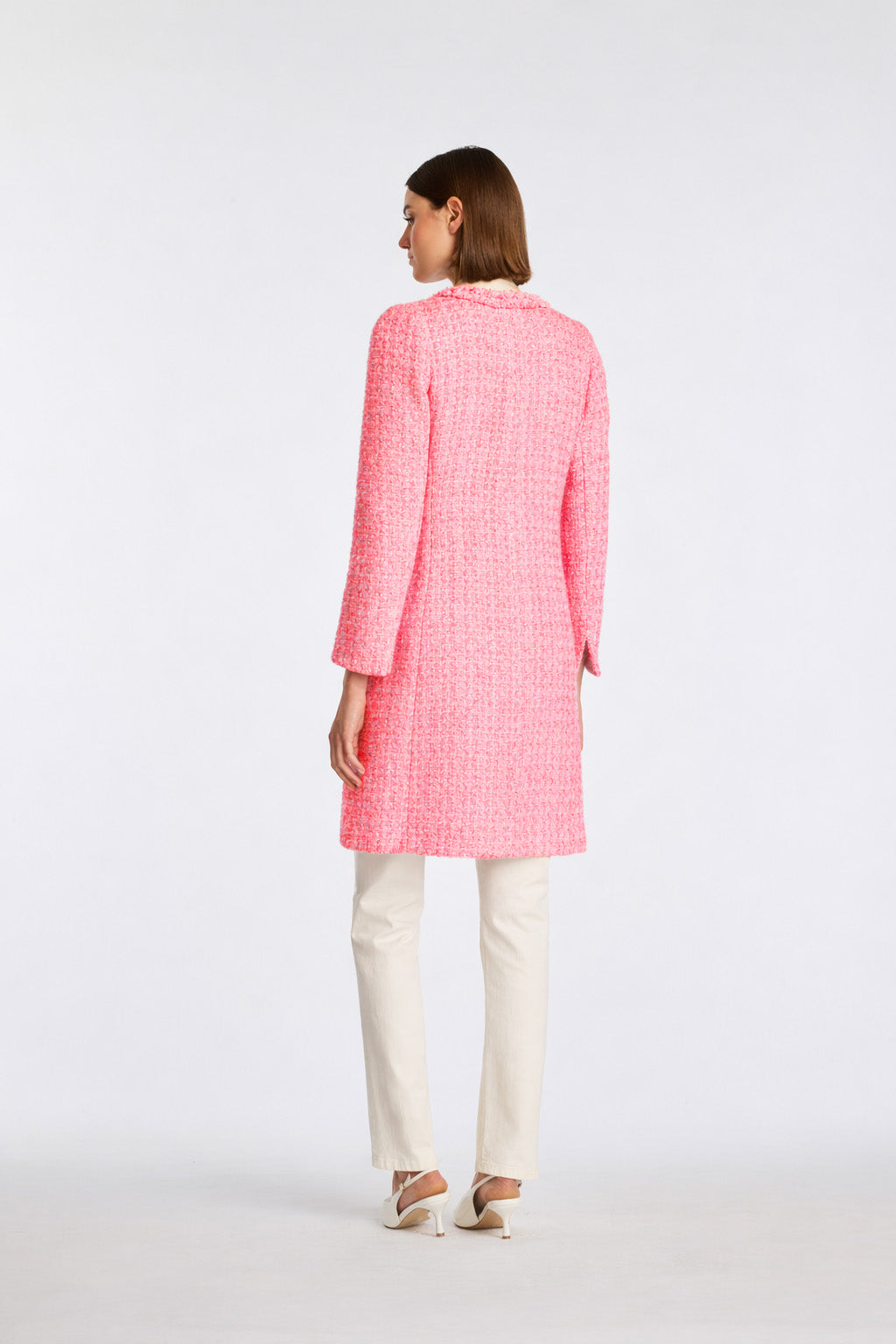 Manteau en tweed frangé