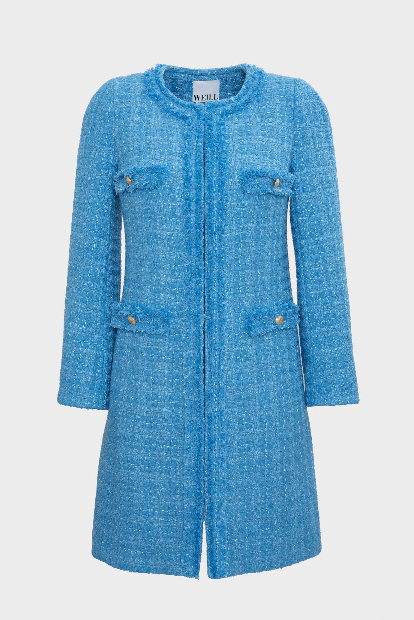 Manteau en tweed frangé