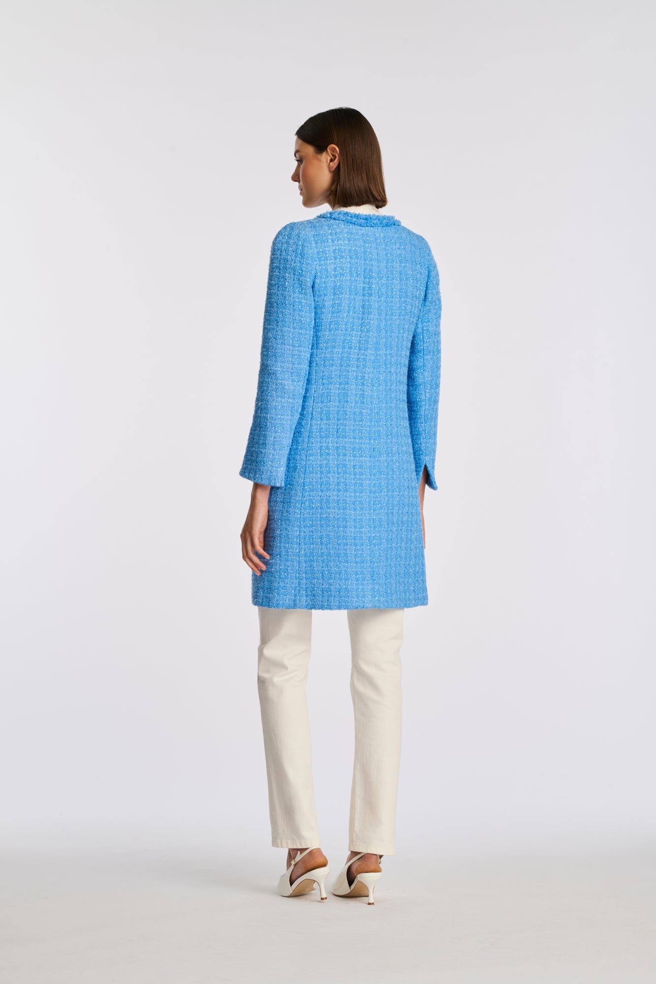 Manteau en tweed frangé