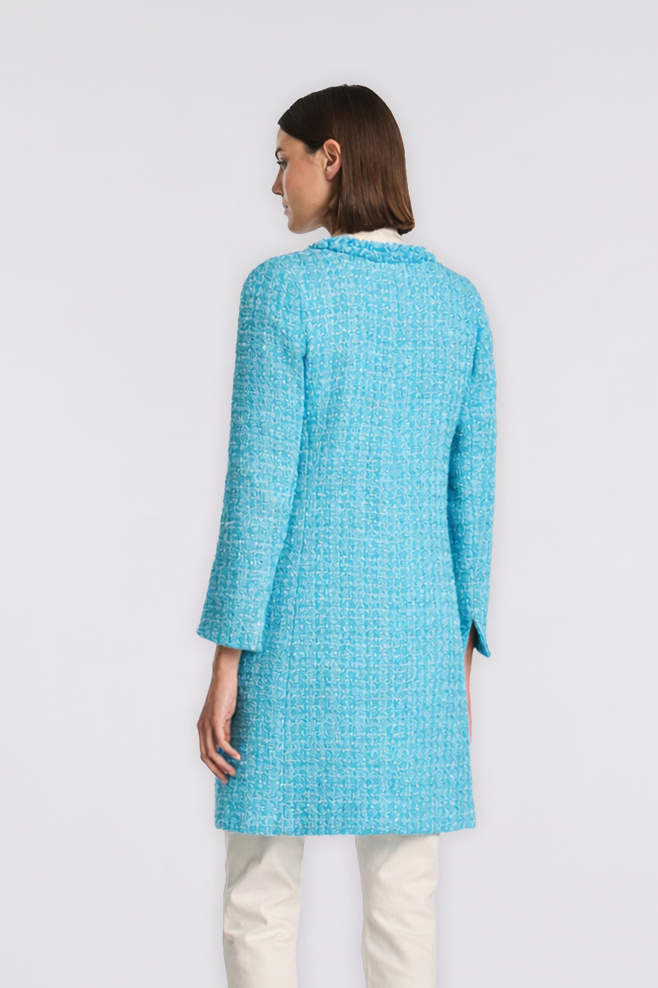 Fringed tweed coat