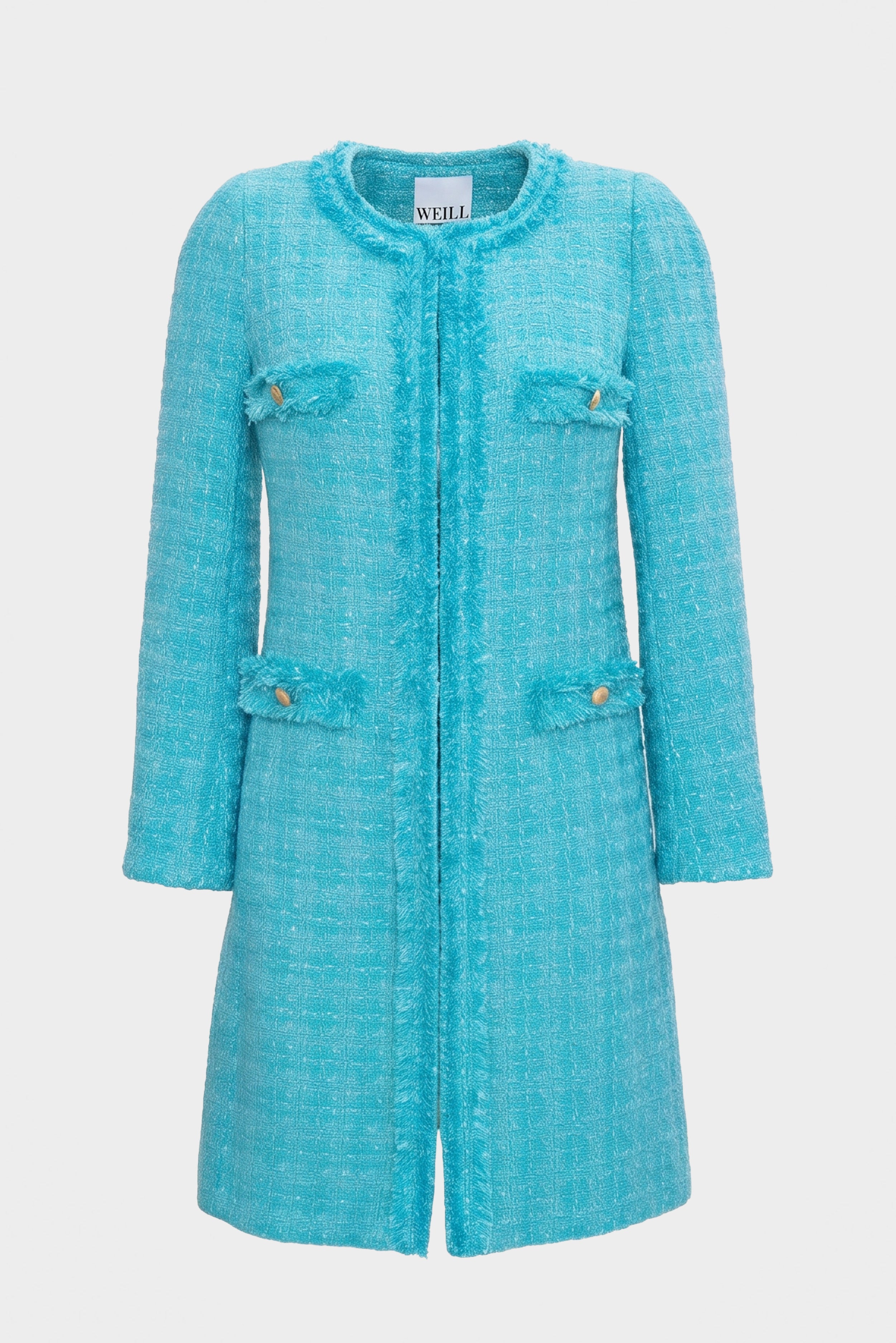 Fringed tweed coat