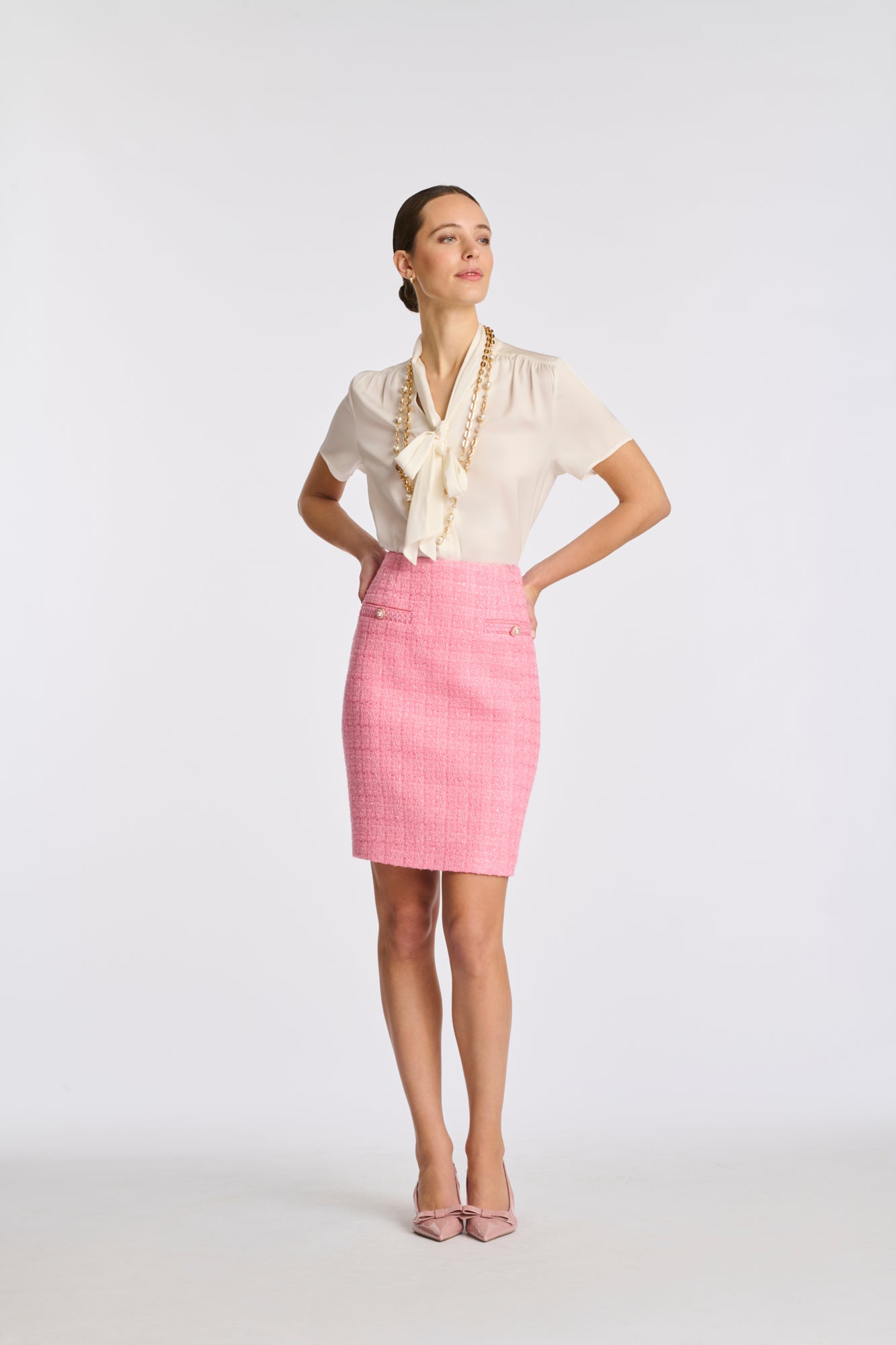 Straight-fit tweed skirt