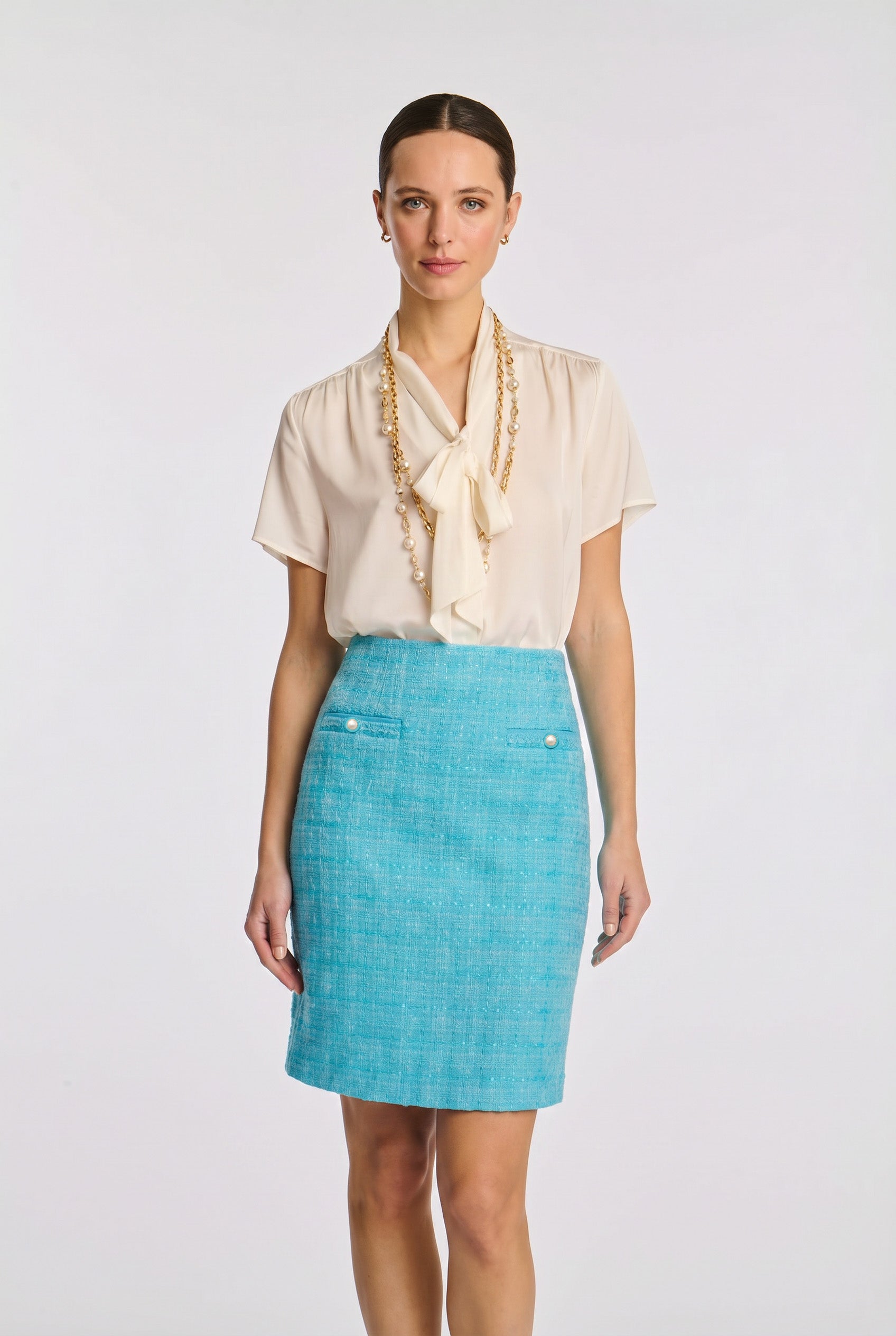 Straight-fit tweed skirt