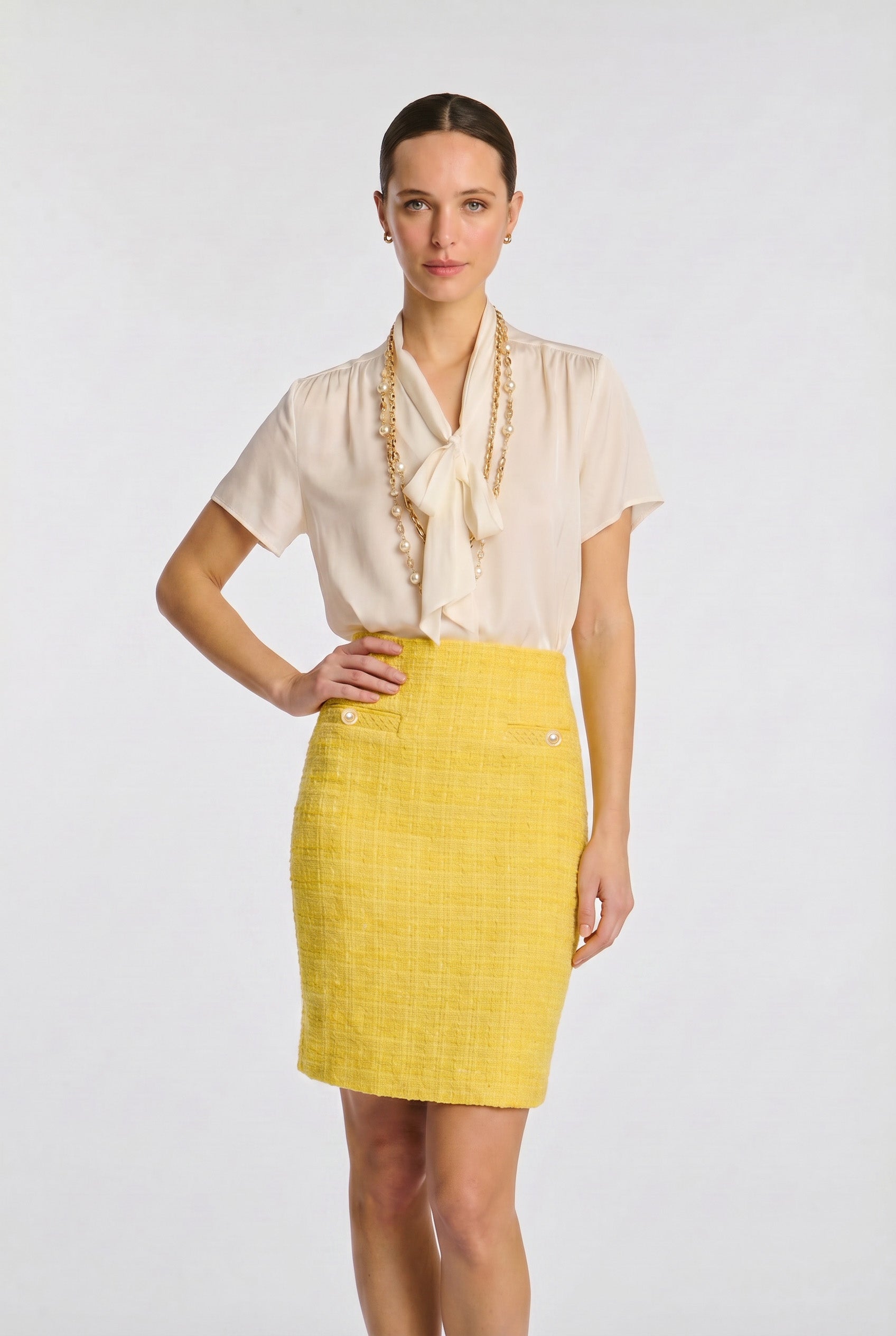 Straight-fit tweed skirt