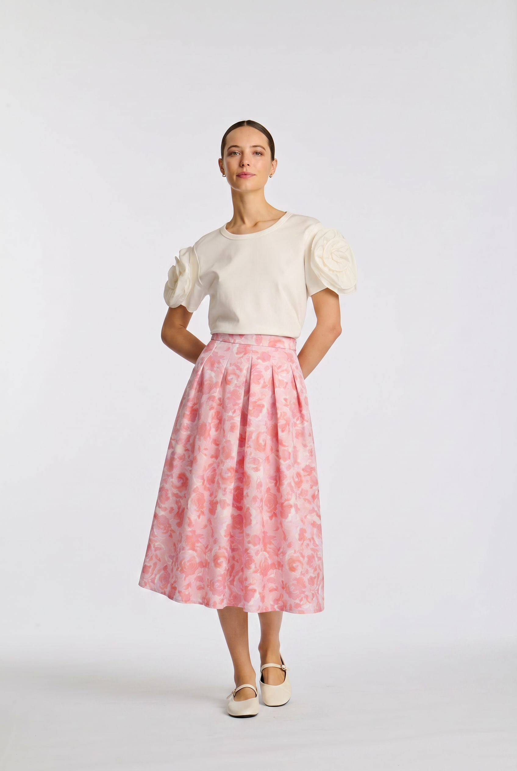 Floral print tulip skirt