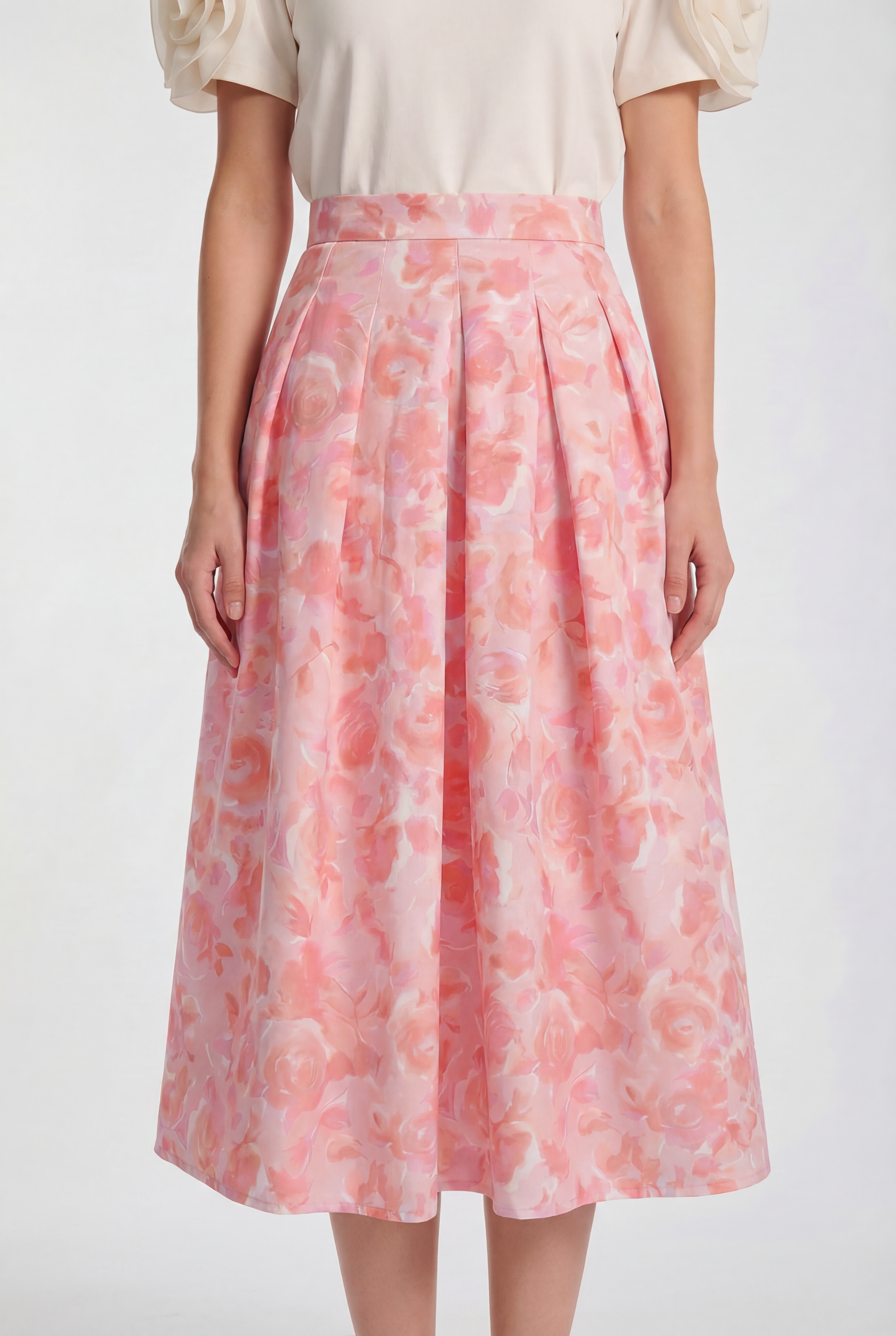 Floral print tulip skirt