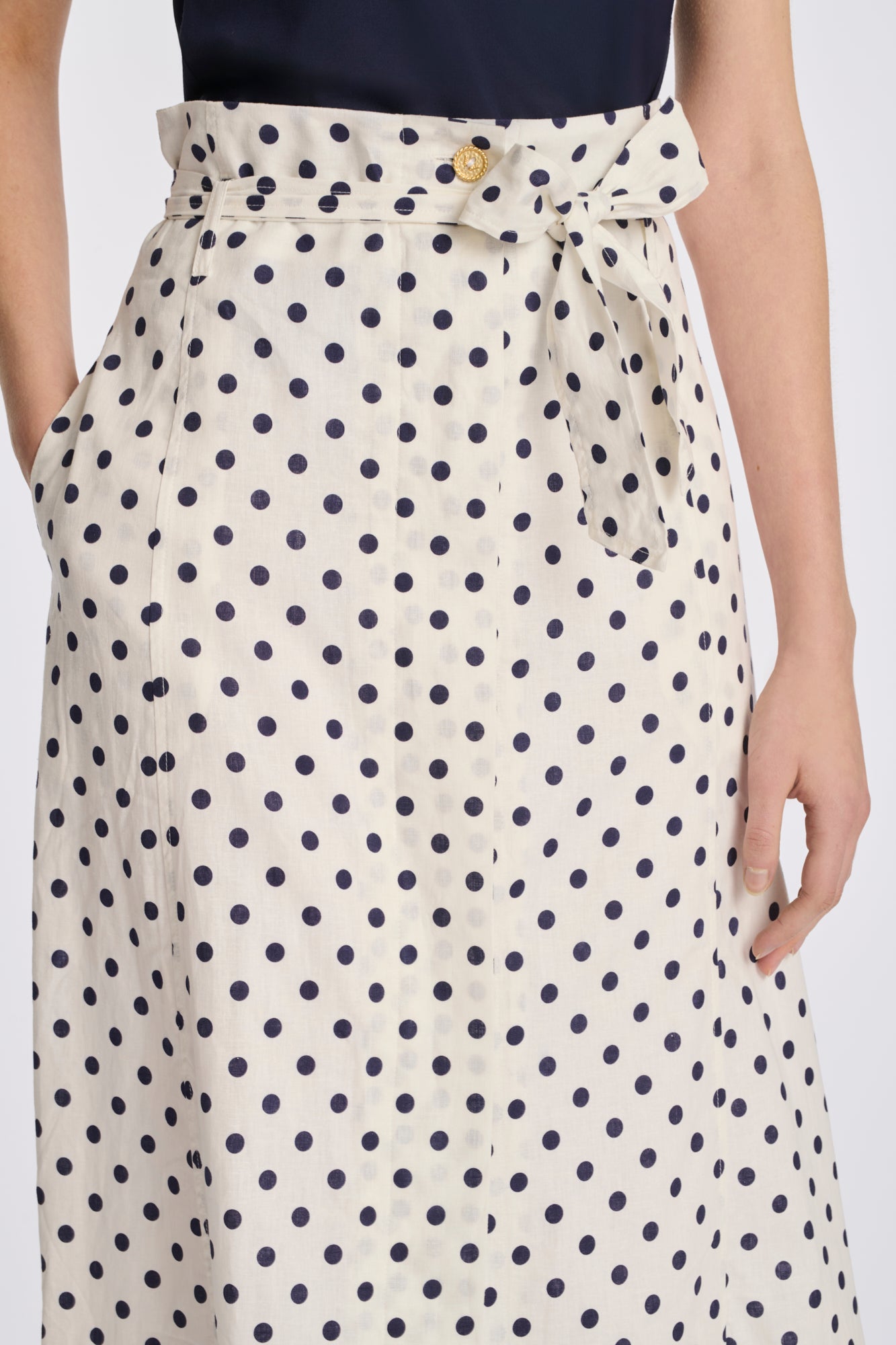 Jupe longue à pois en lin