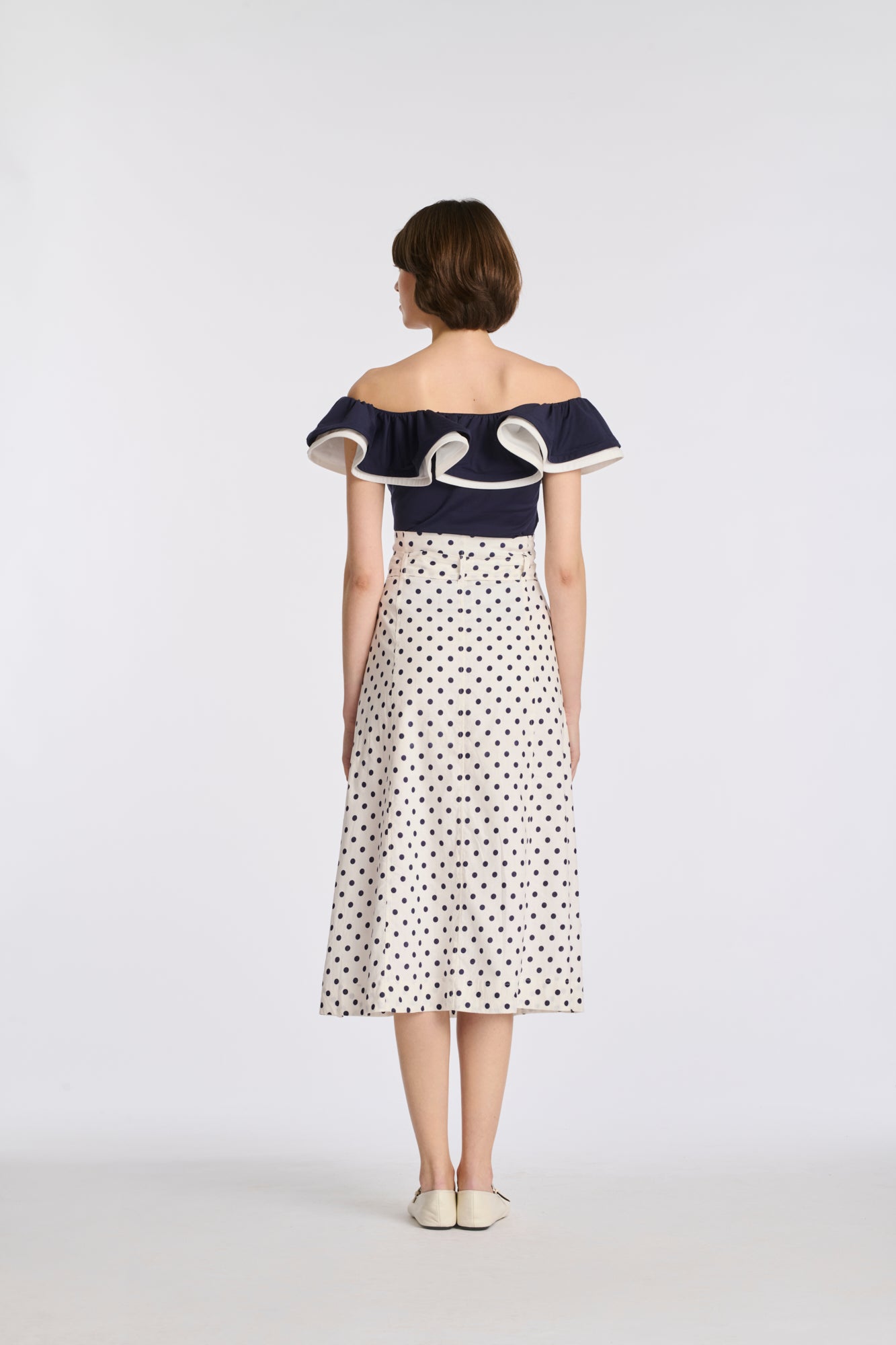 Jupe longue à pois en lin